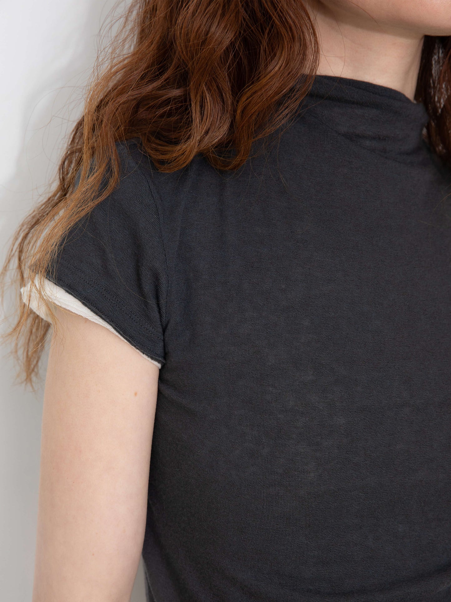 High Neck Stretch Slim-Fit Short-Sleeve T-Shirt