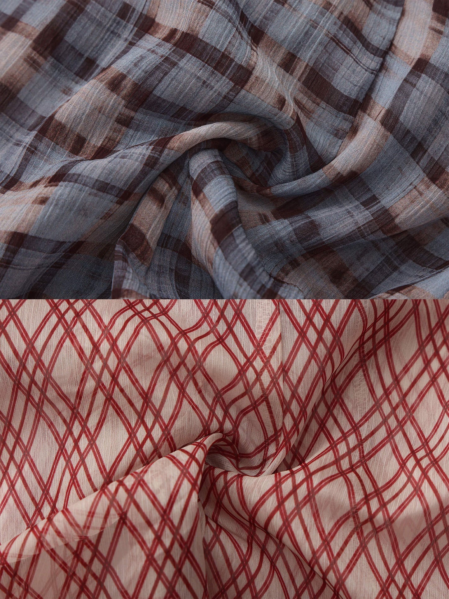 Semi-Sheer Ruffle Trim Check Shirt