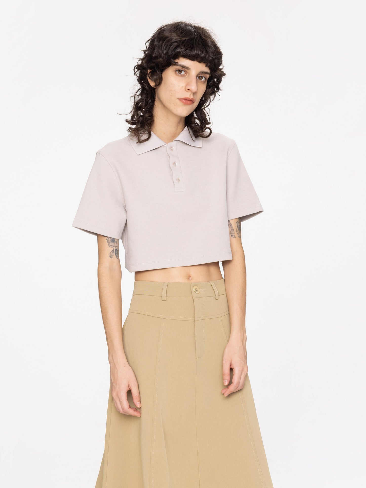 Oversized Cropped Polo T-Shirt