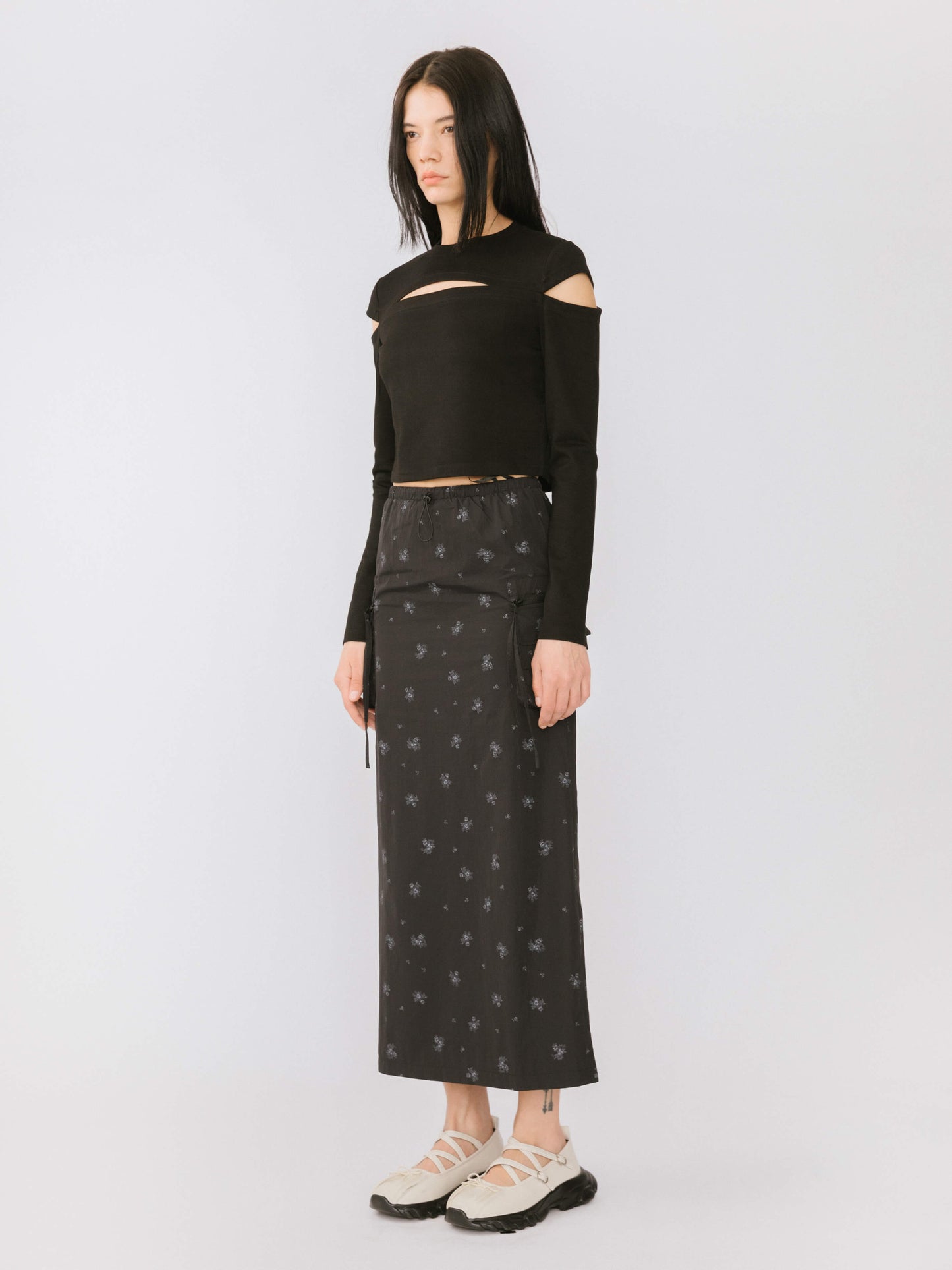 Cut Out Long Sleeve Crop Top