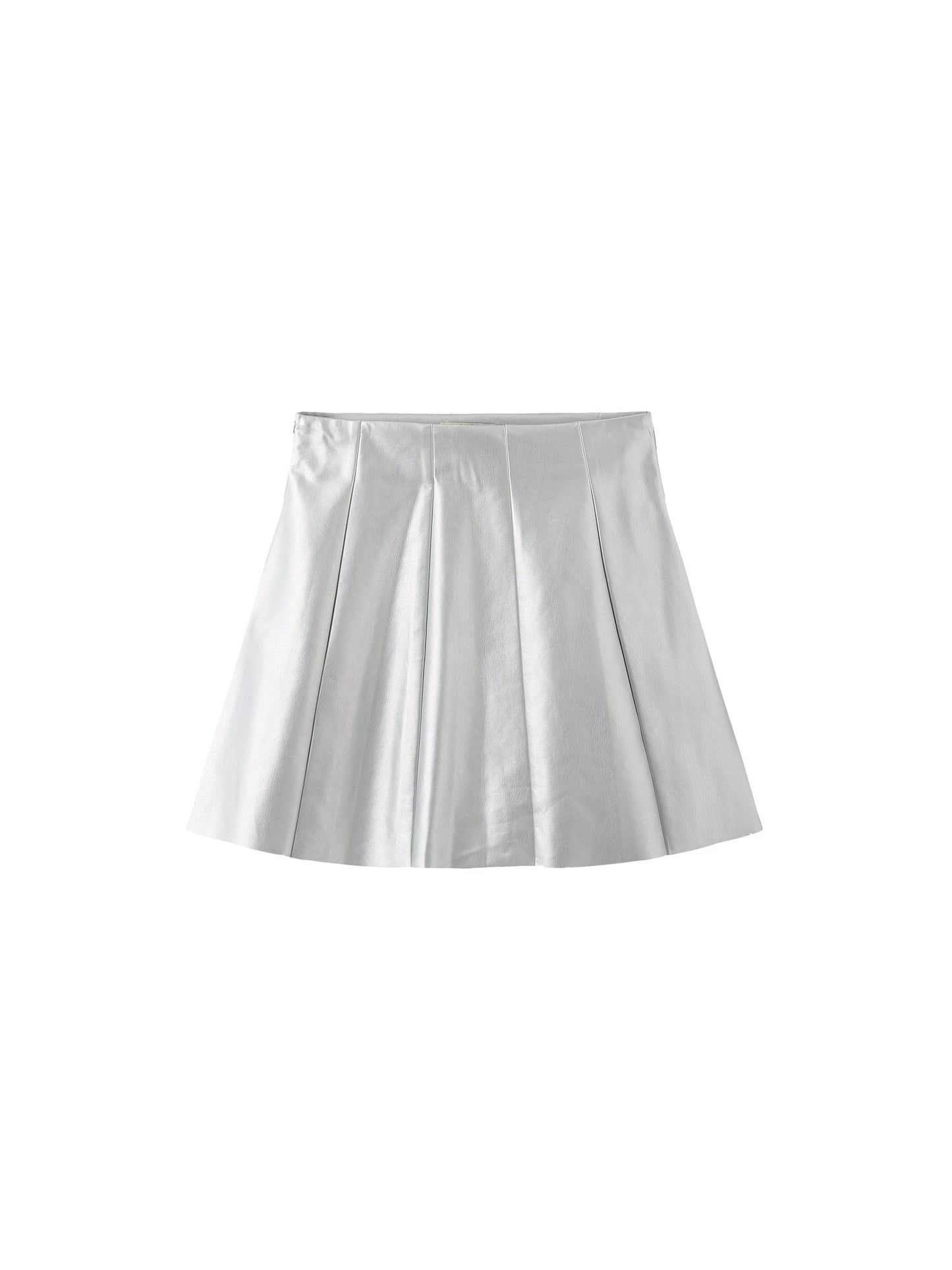 Pleated Faux Leather Skirt