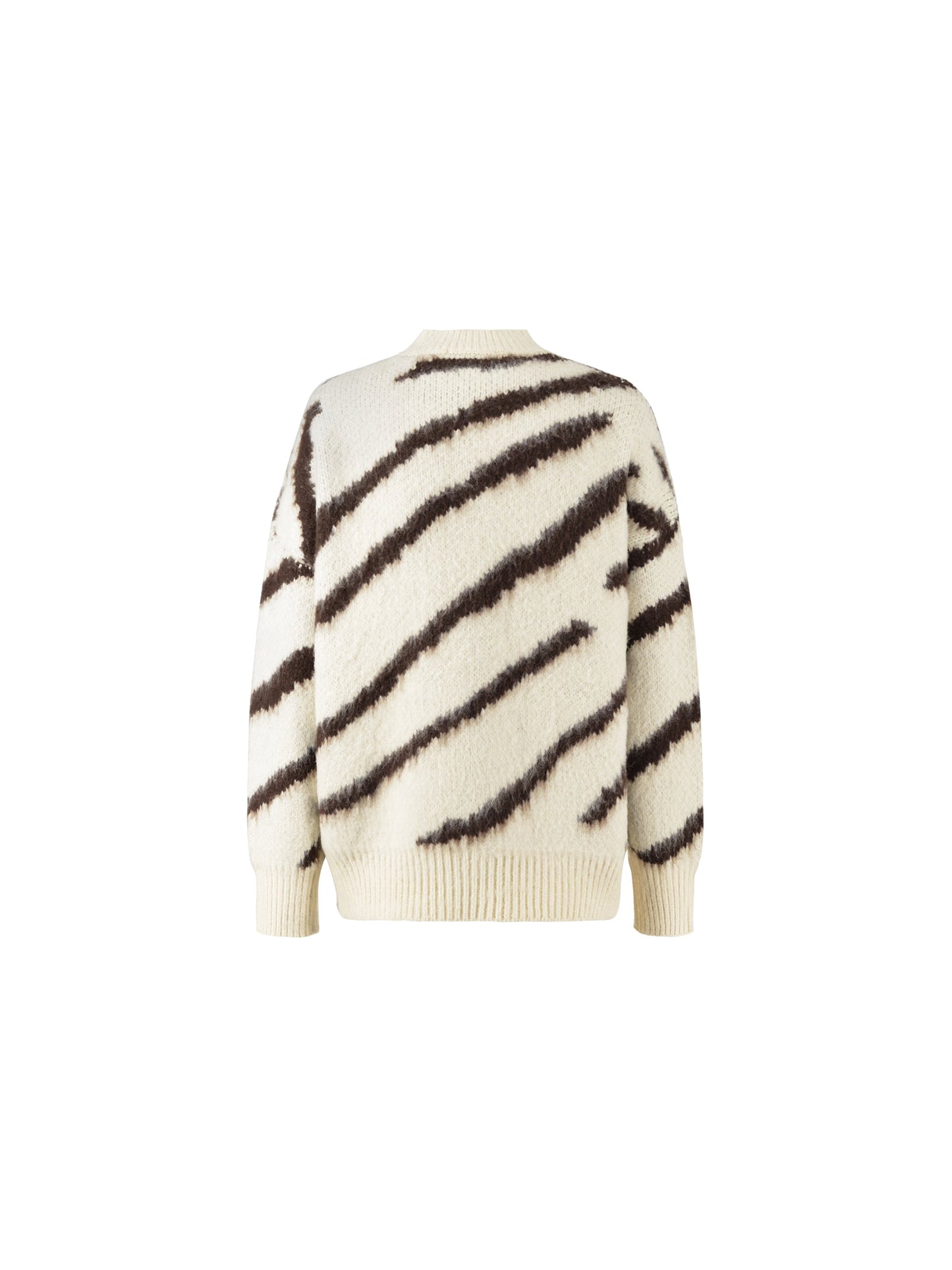 Fluffy Mock Neck Zebra Sweater