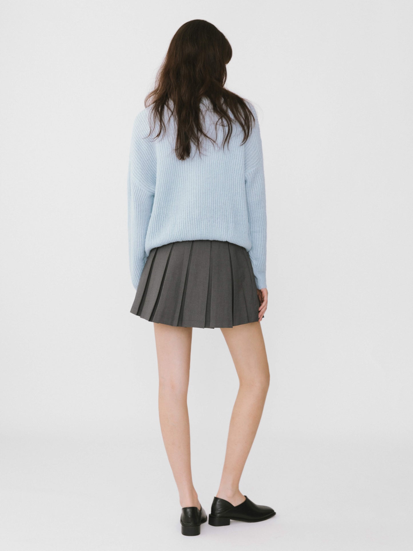 Casual V-Neck Ribbed Knit Cardigan with Wool Blend