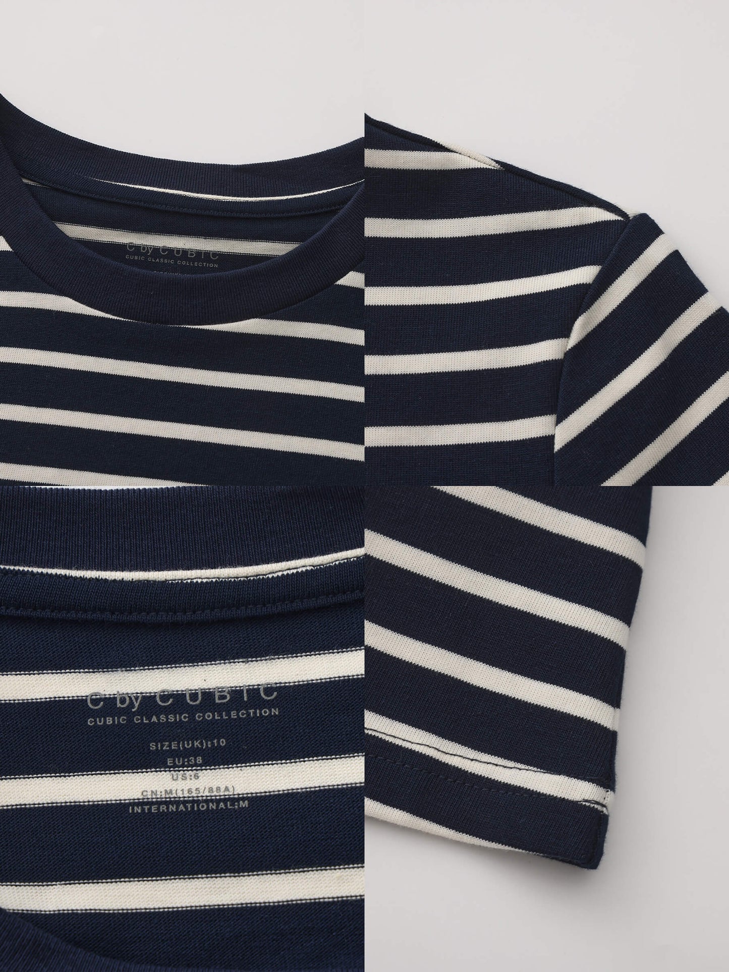 C by CUBIC Striped Basic Cotton T-Shirt