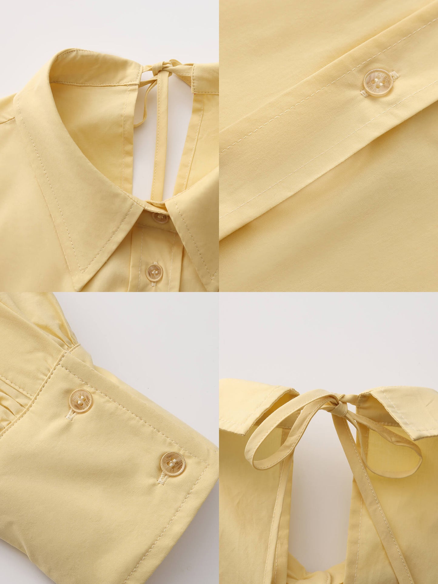 100% Cotton Oversized Balloon Sleeve Backless Tie Shirt