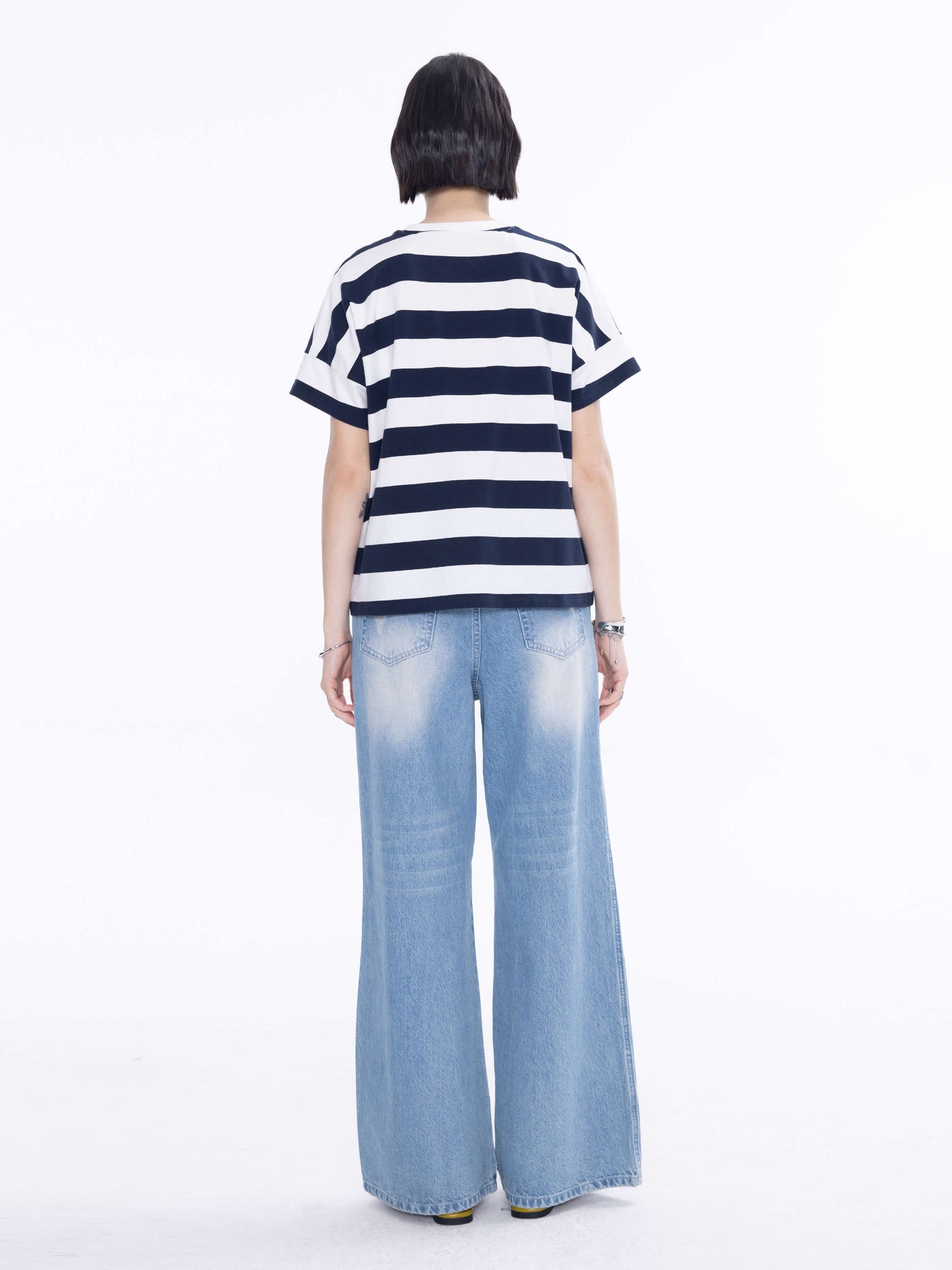 CUBIC Heart Oversized Striped T-Shirt