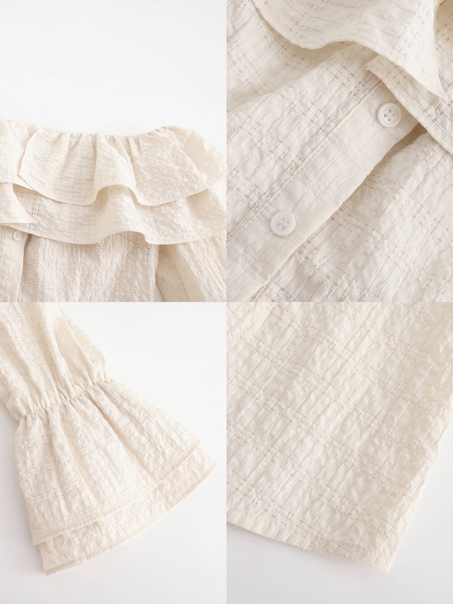 Frills Volume Off Neckline Shirt
