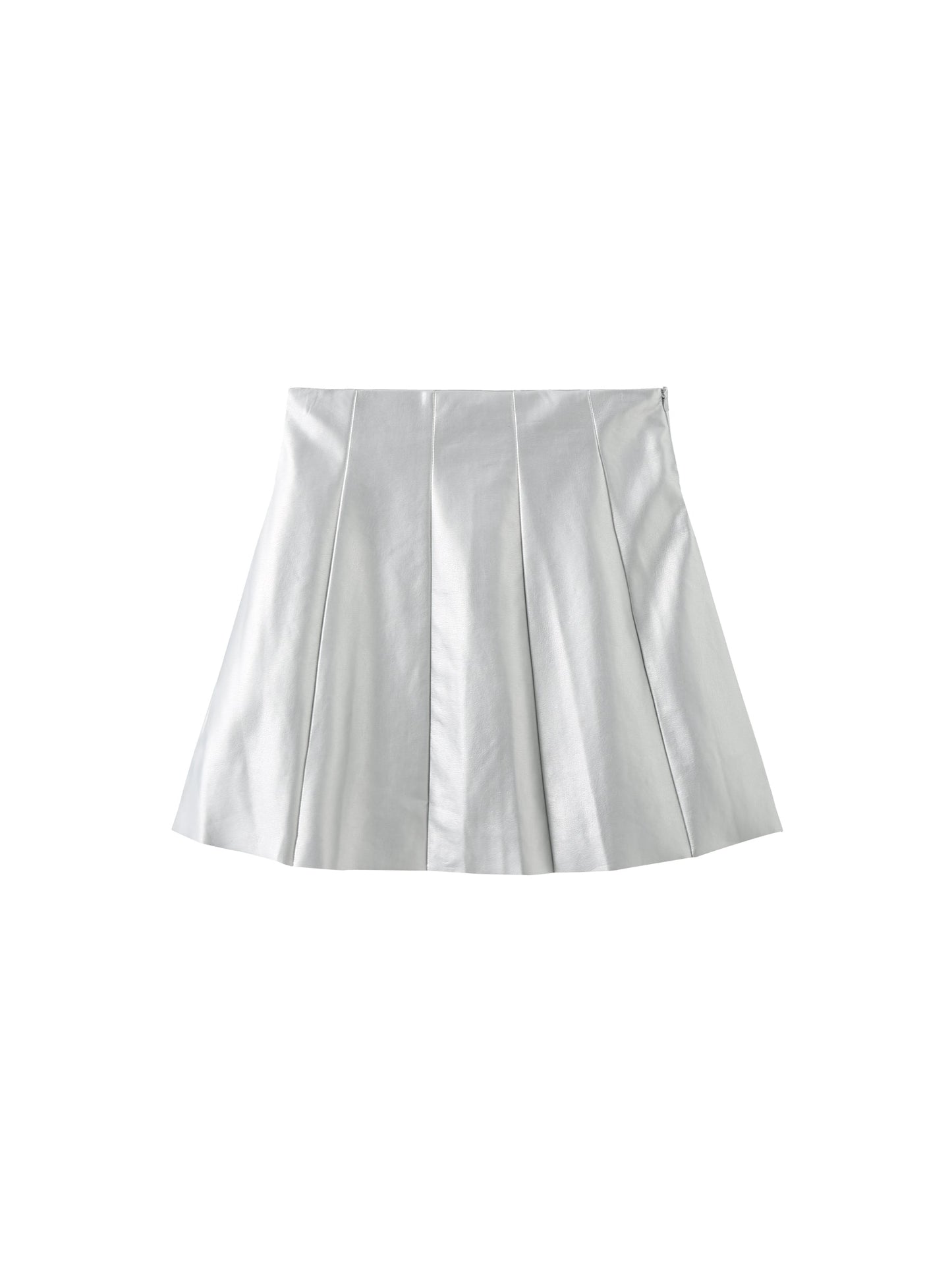 Pleated Faux Leather Skirt
