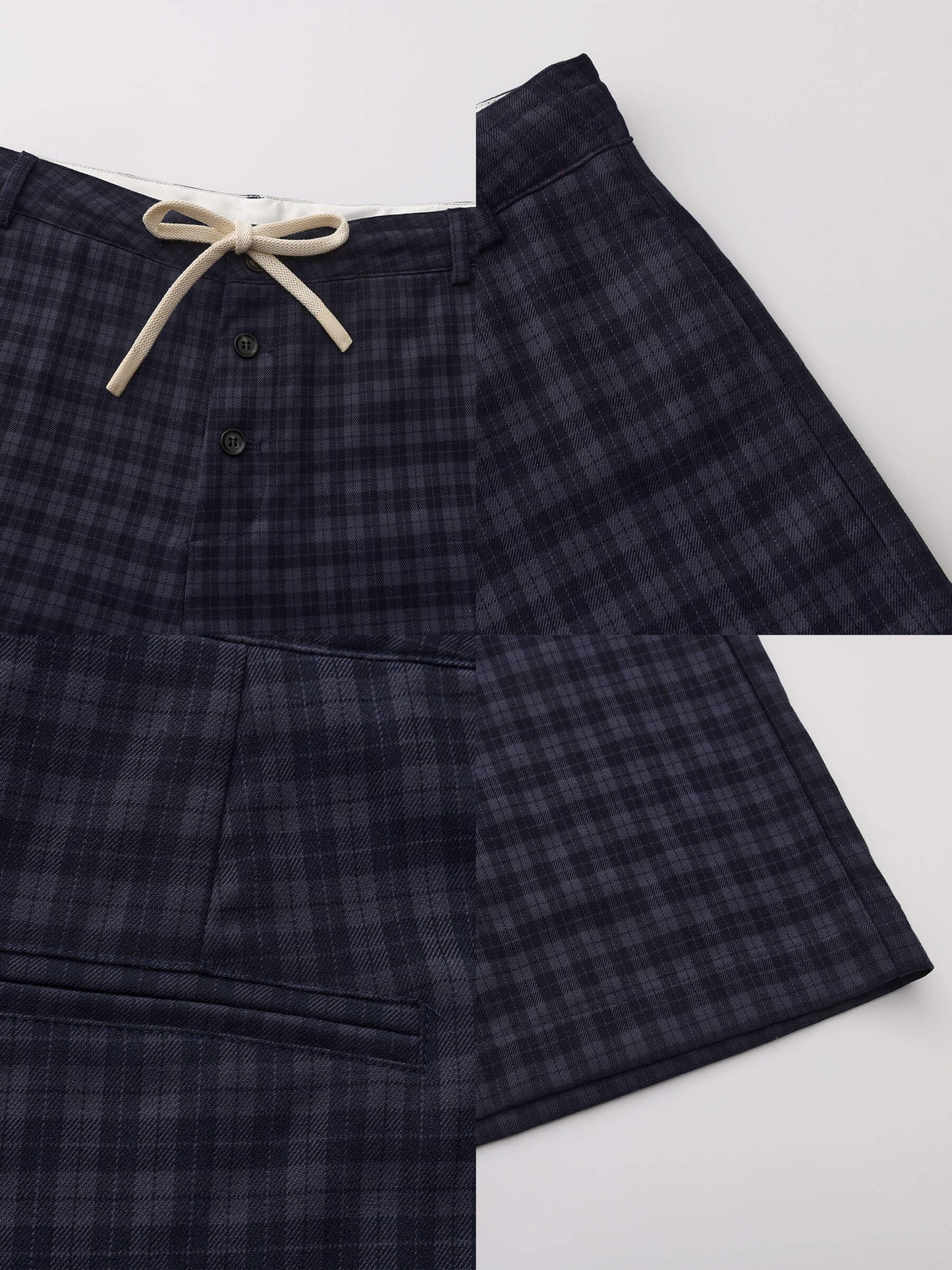 Drawstring Checkered Wide-Leg Casual Pants