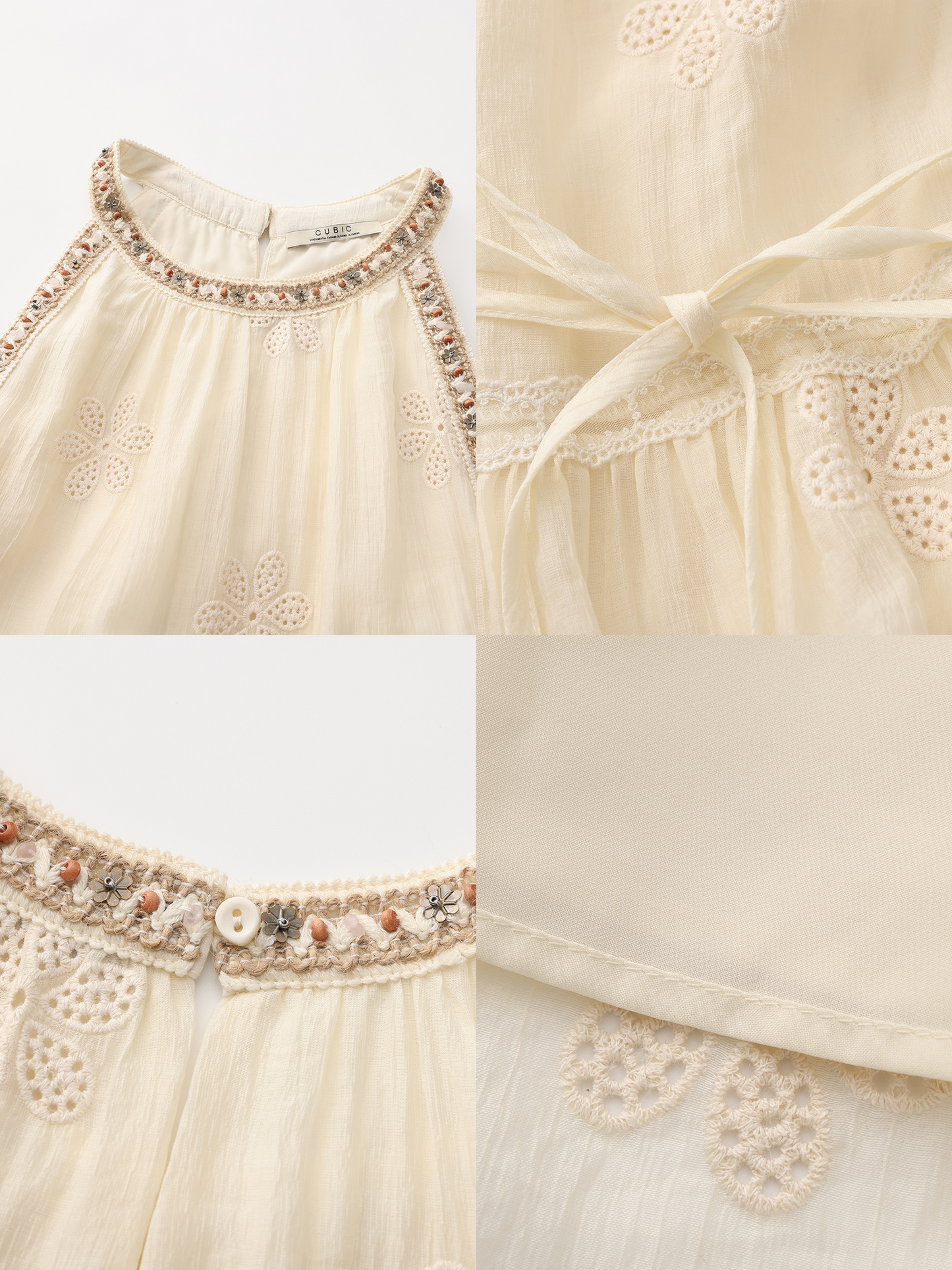 A-Line Halter Round-Neck Embroidered Maxi Dress