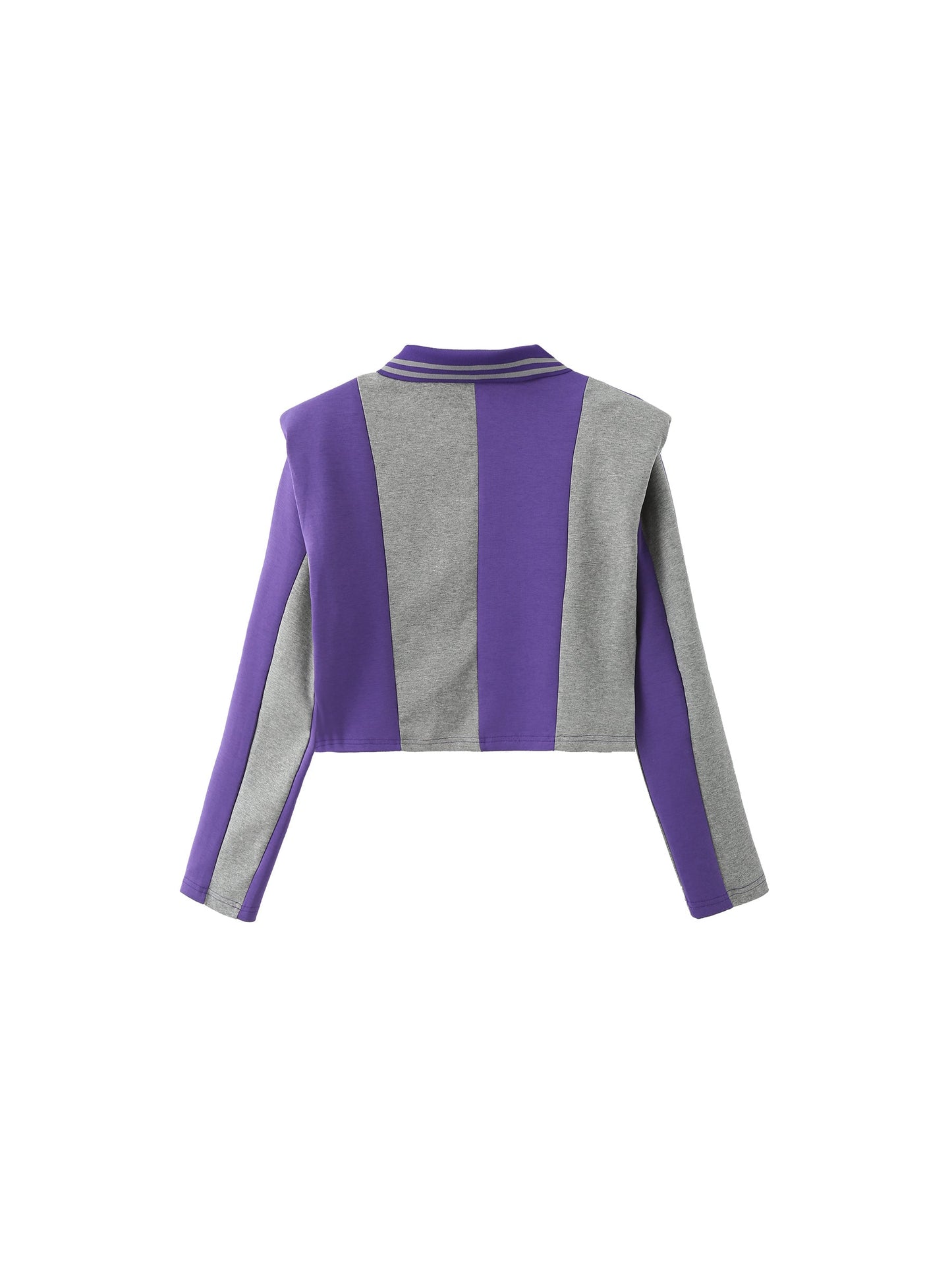 Striped Polo Top with Oversized Shoulders