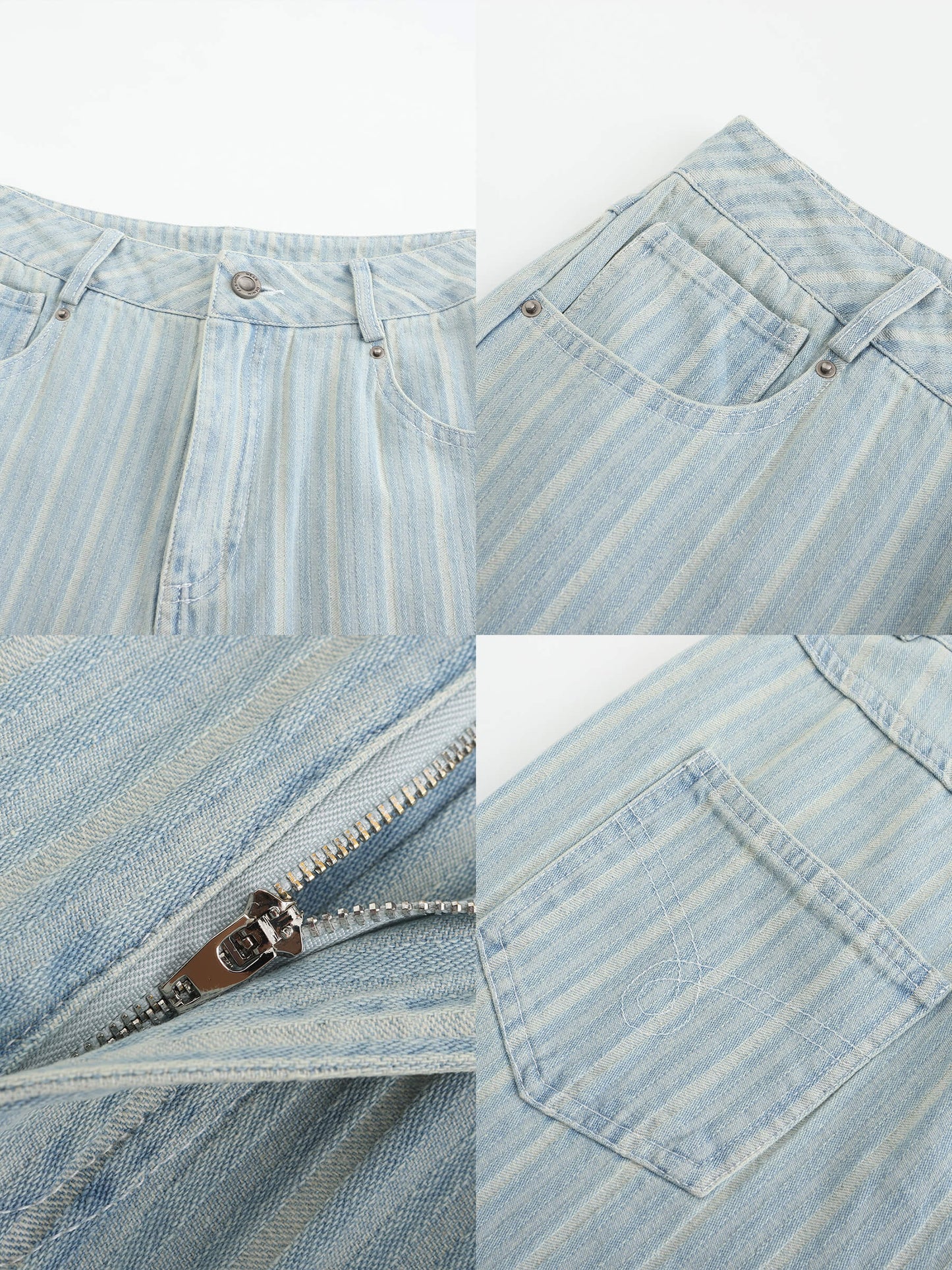 Pinstriped Wide Leg Cropped Jeans