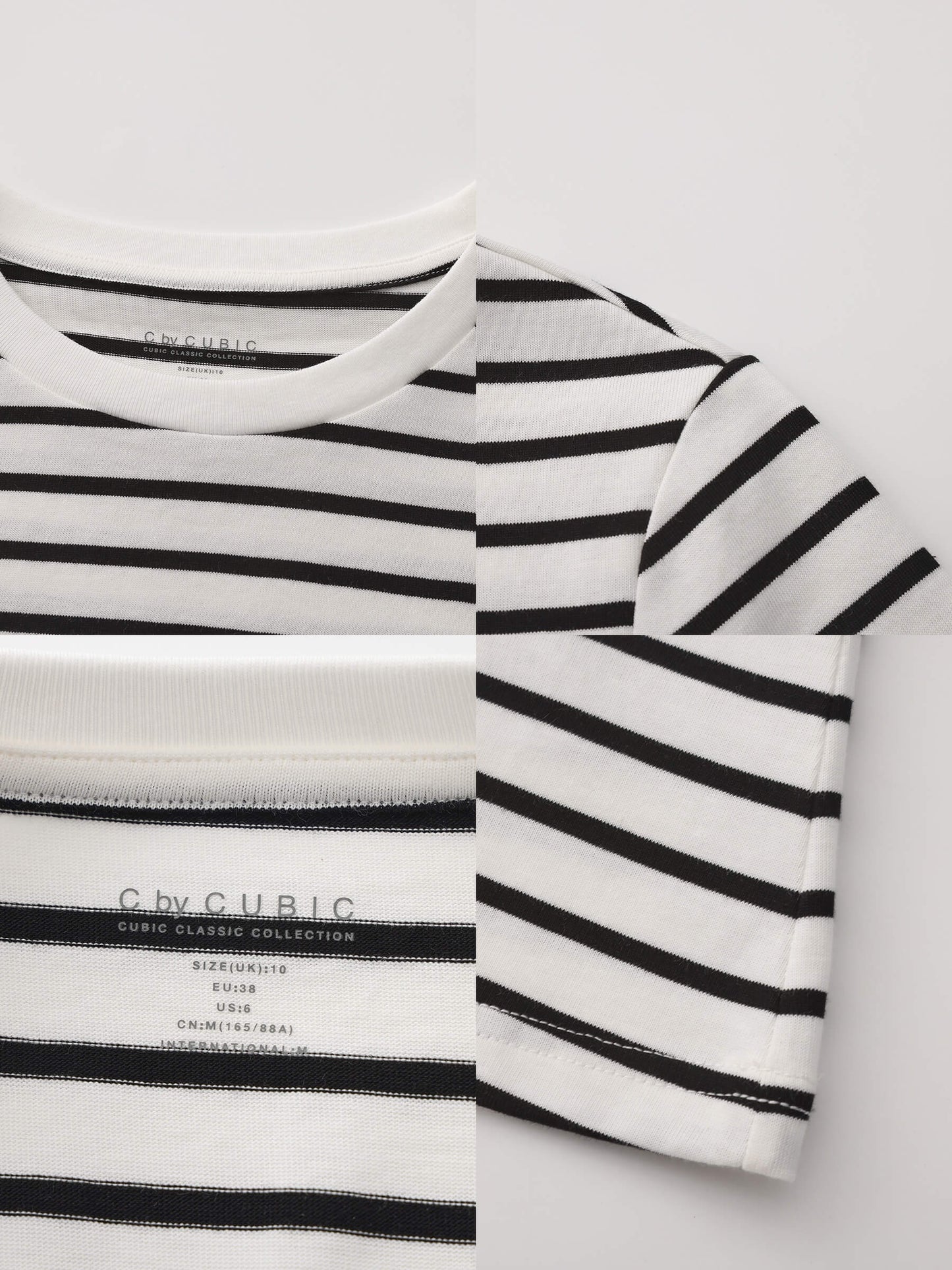 C by CUBIC Striped Basic Cotton T-Shirt