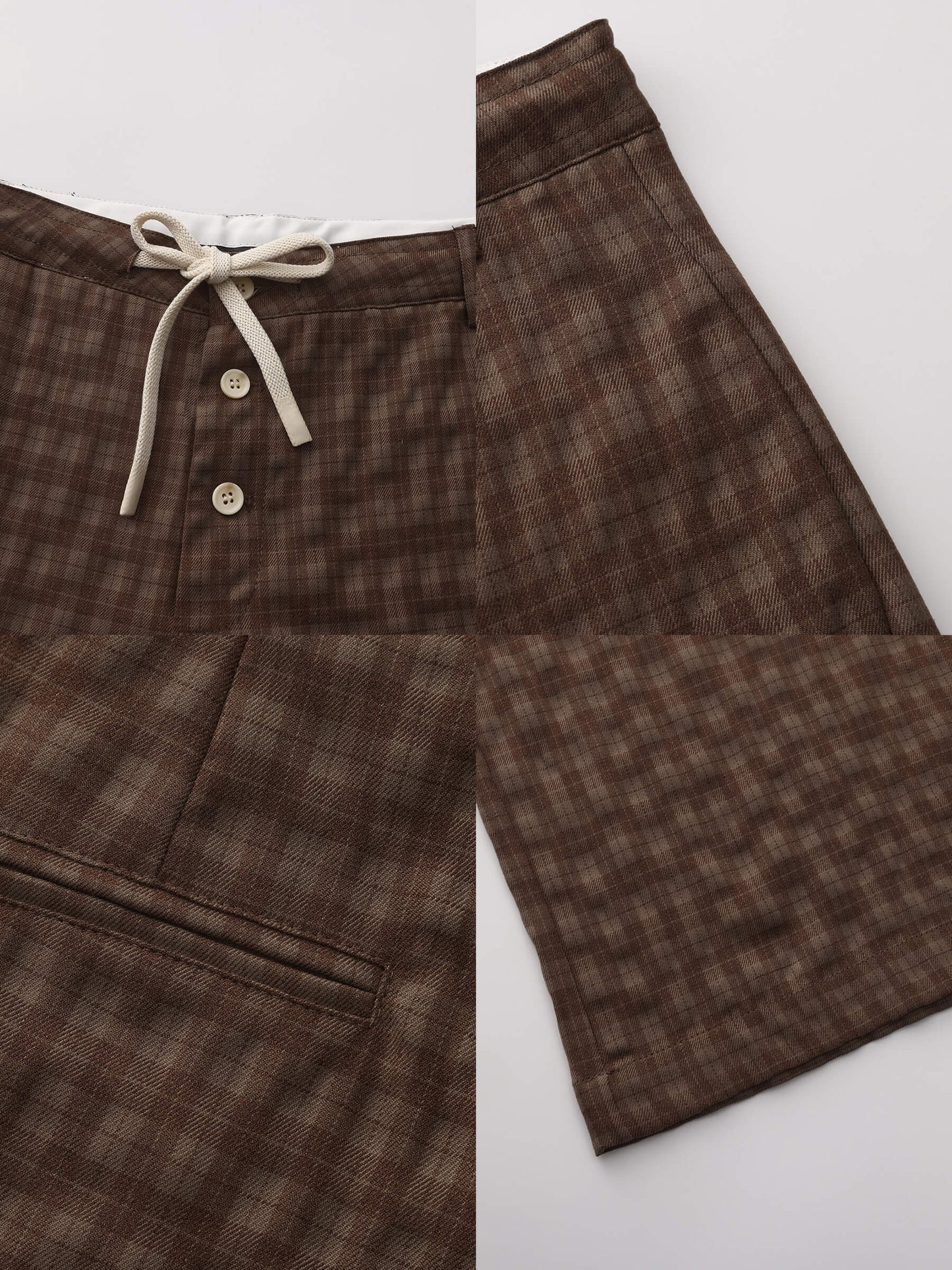 Drawstring Checkered Wide-Leg Casual Pants
