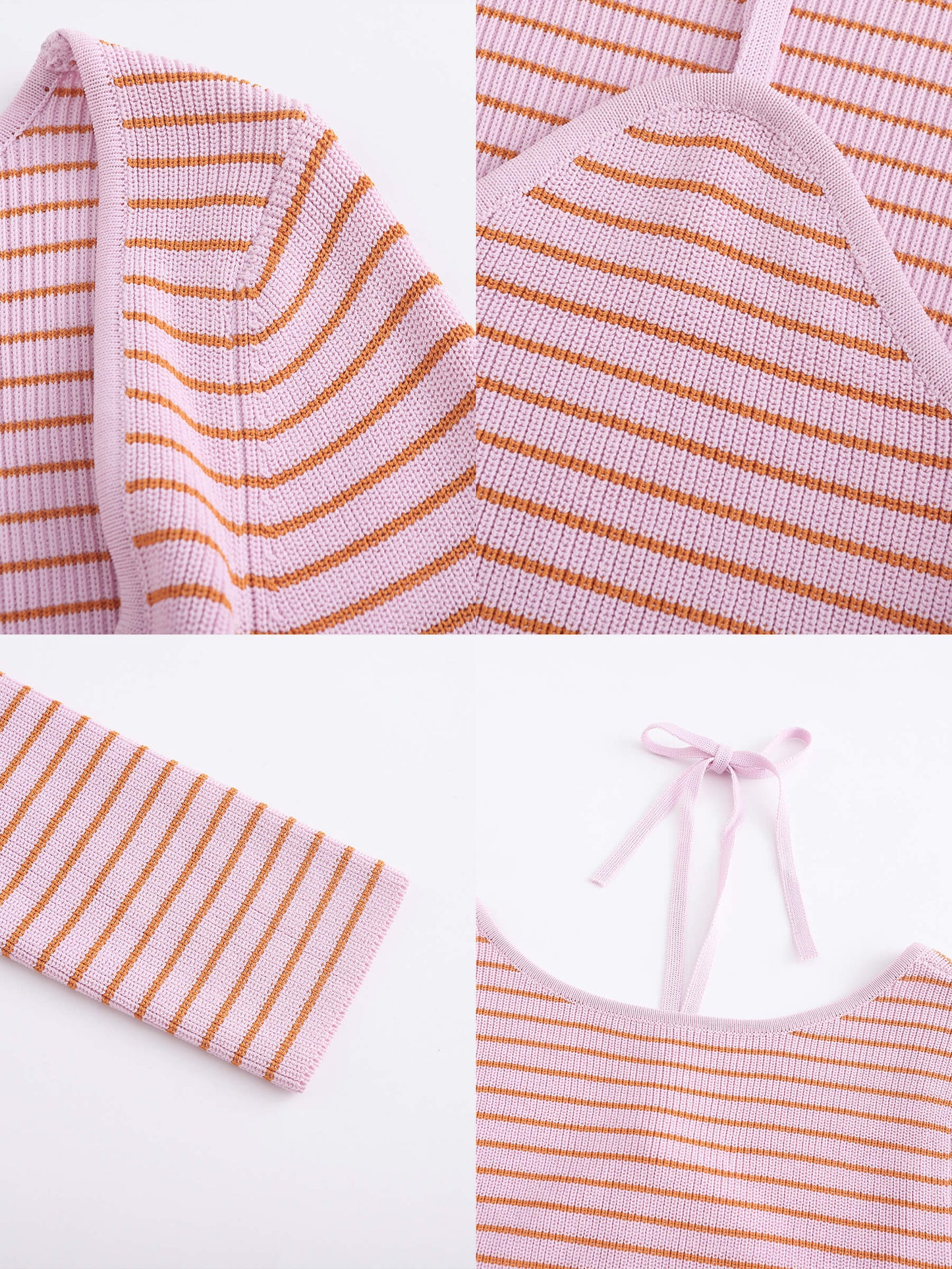 Chest Cut Out Striped Long Sleeve Top