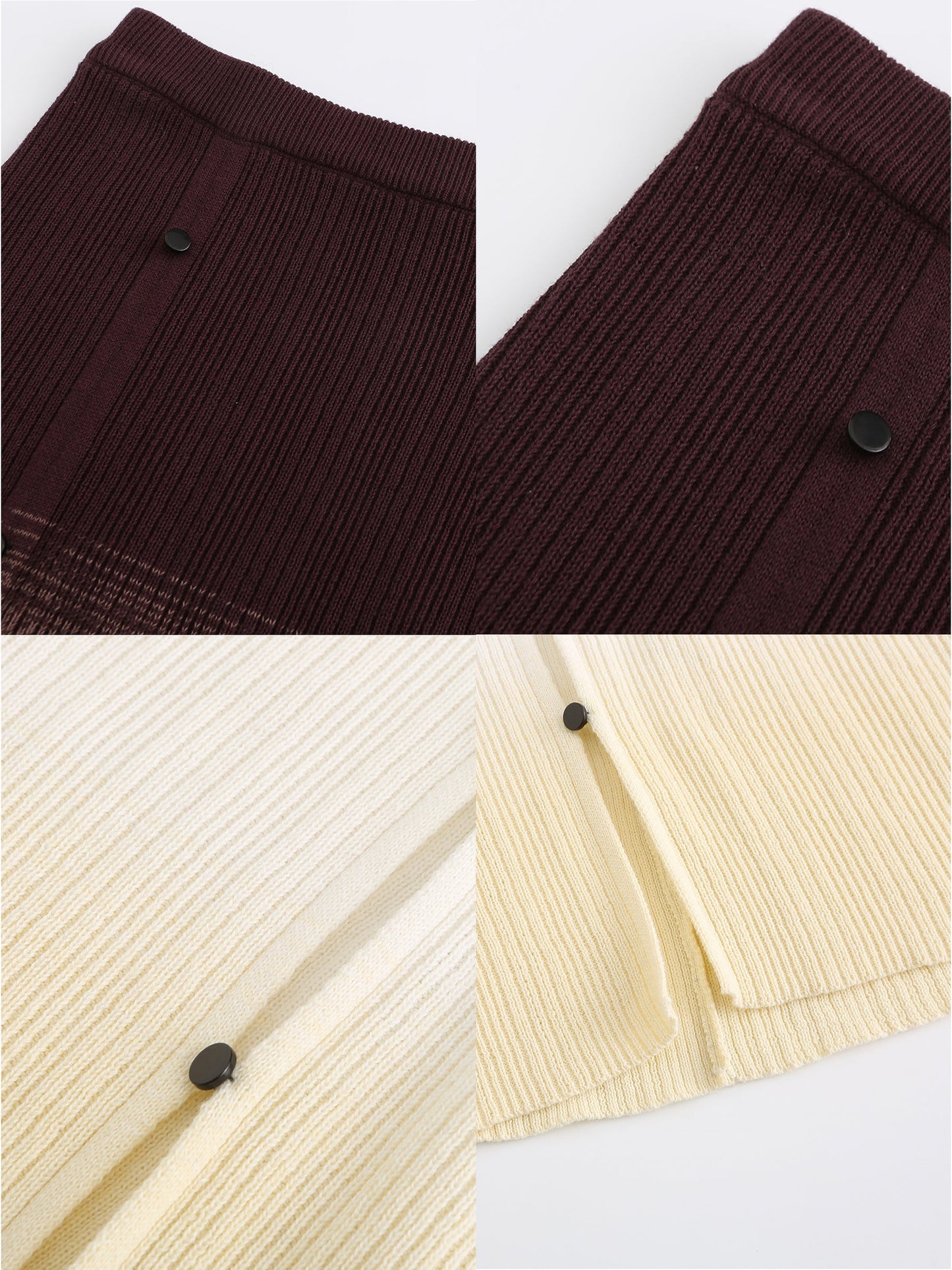 Gradient Buttoned Knit Midi Skirt