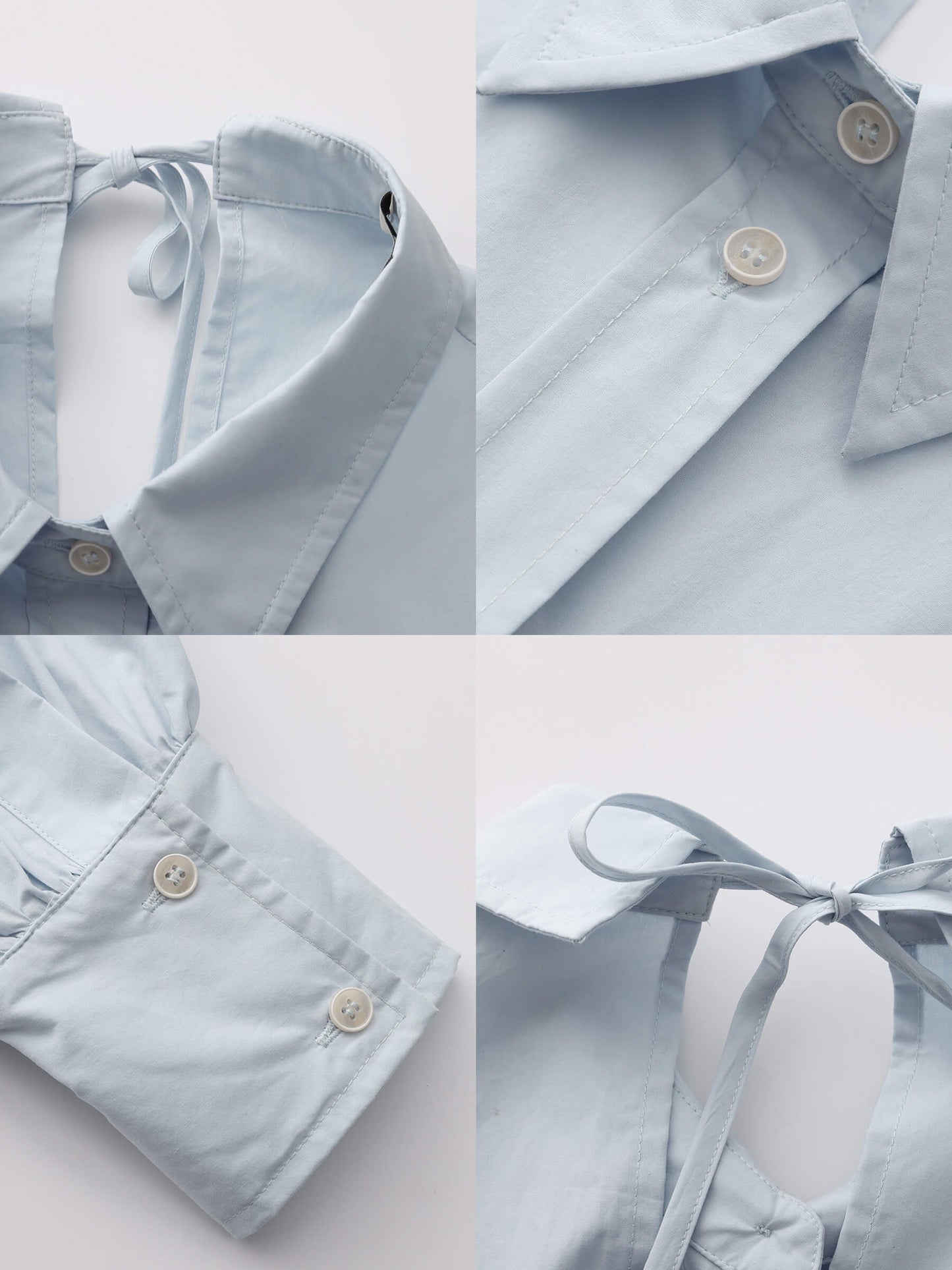 100% Cotton Oversized Balloon Sleeve Backless Tie Shirt