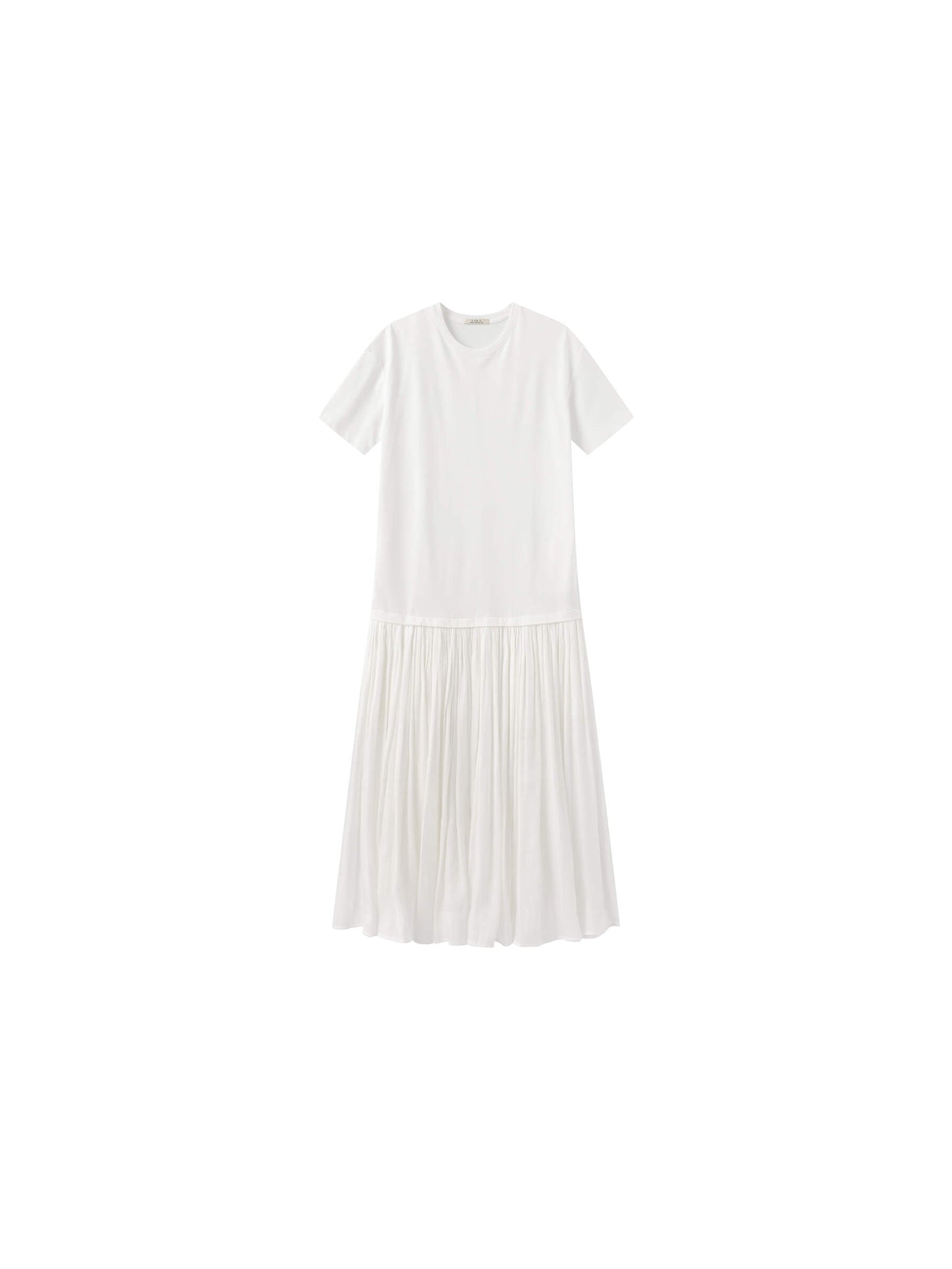 Oversized Round Neck Short Sleeve Pleated Dress