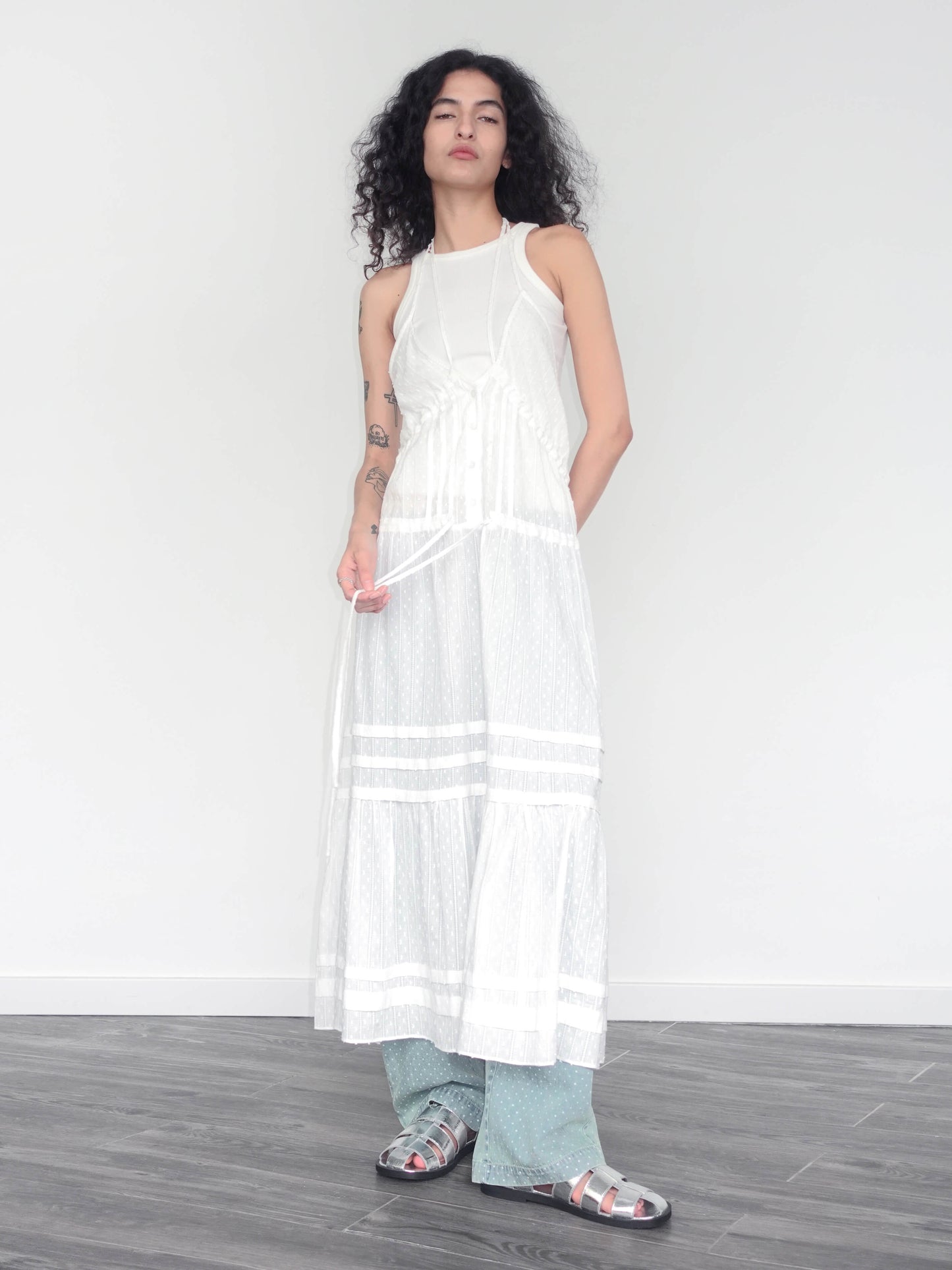 White Lace Halterneck Maxi Dress