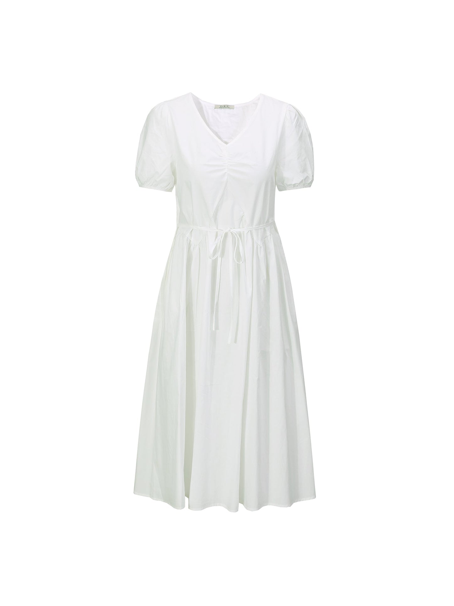 Puff Sleeve Cotton Midi Dress