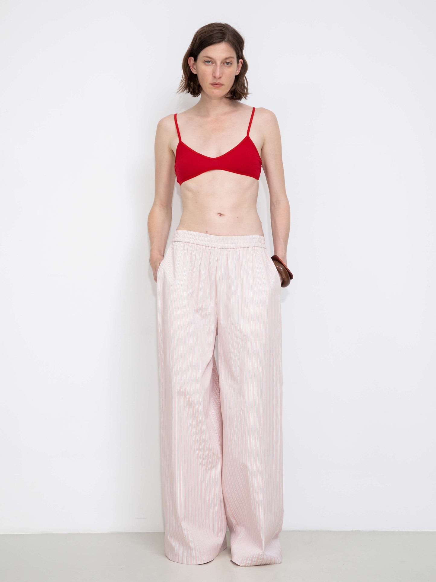 Pleated Striped Wide-Leg Trousers