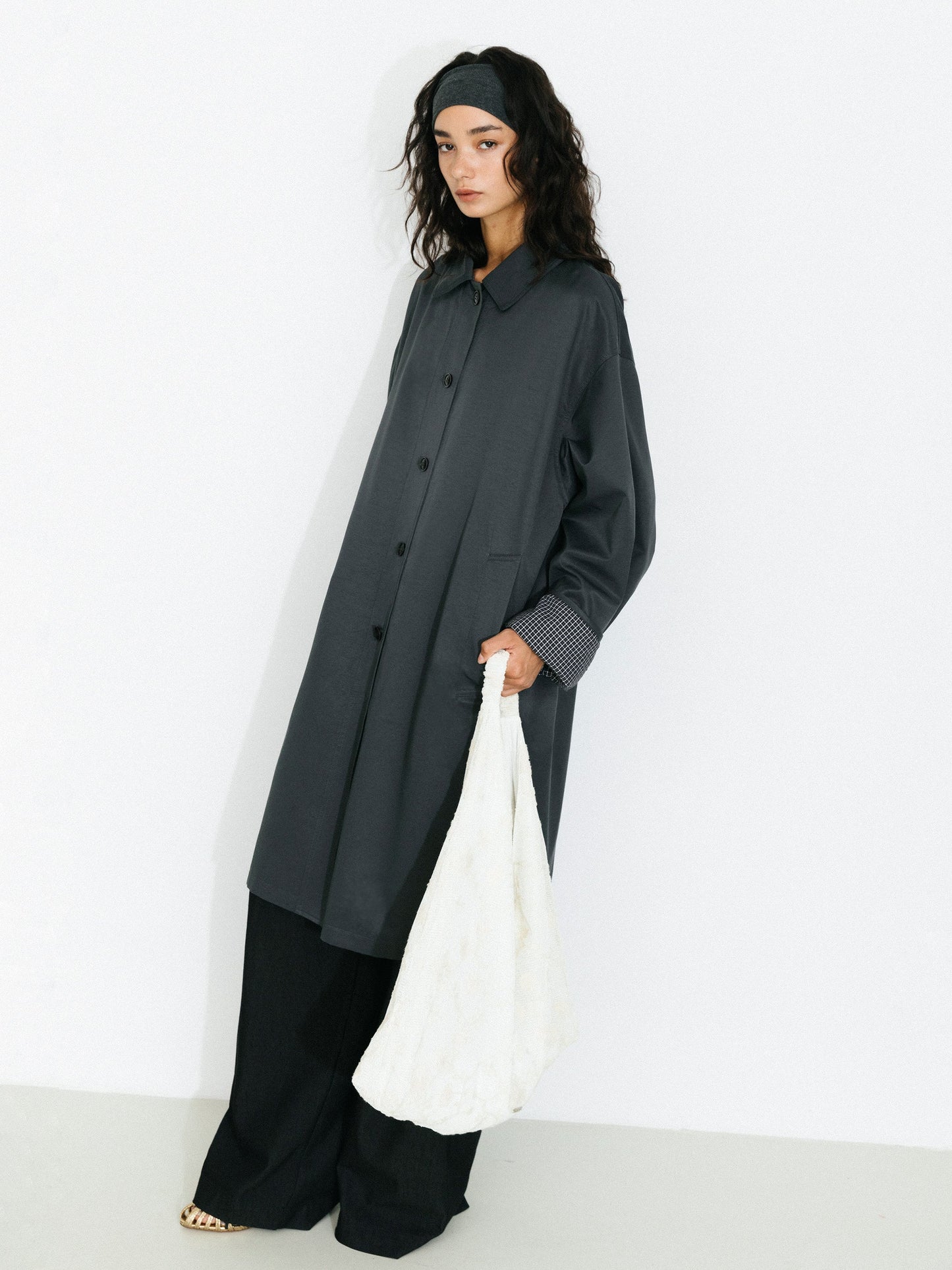 Oversized Single-Breasted Mid-Length Trench Coat