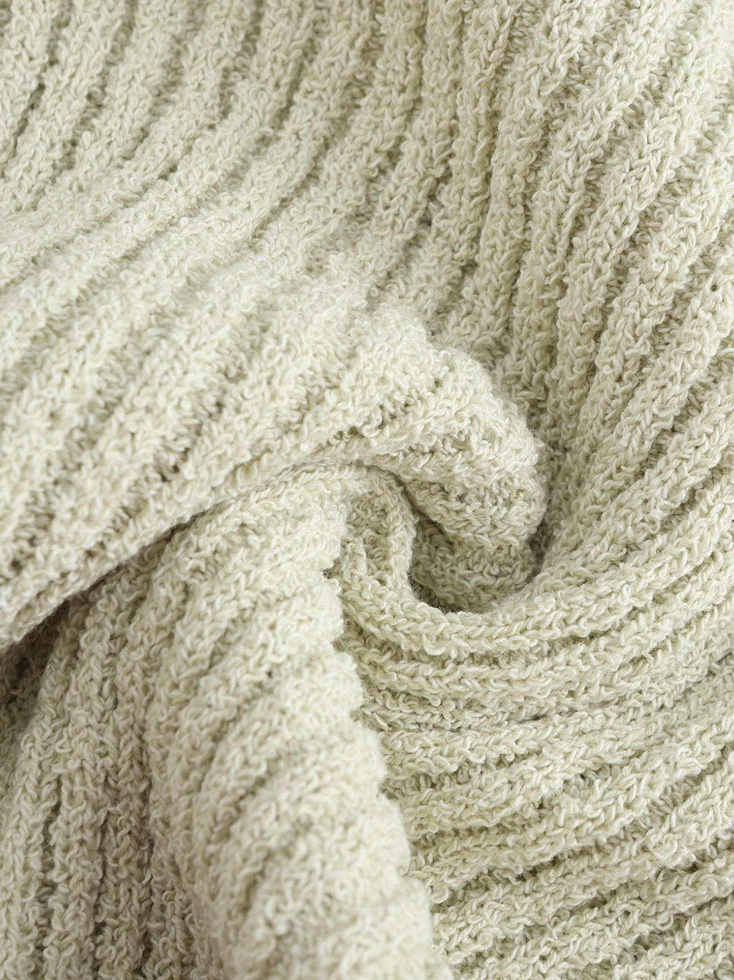 Cropped V-neck Rib Knit Cardigan