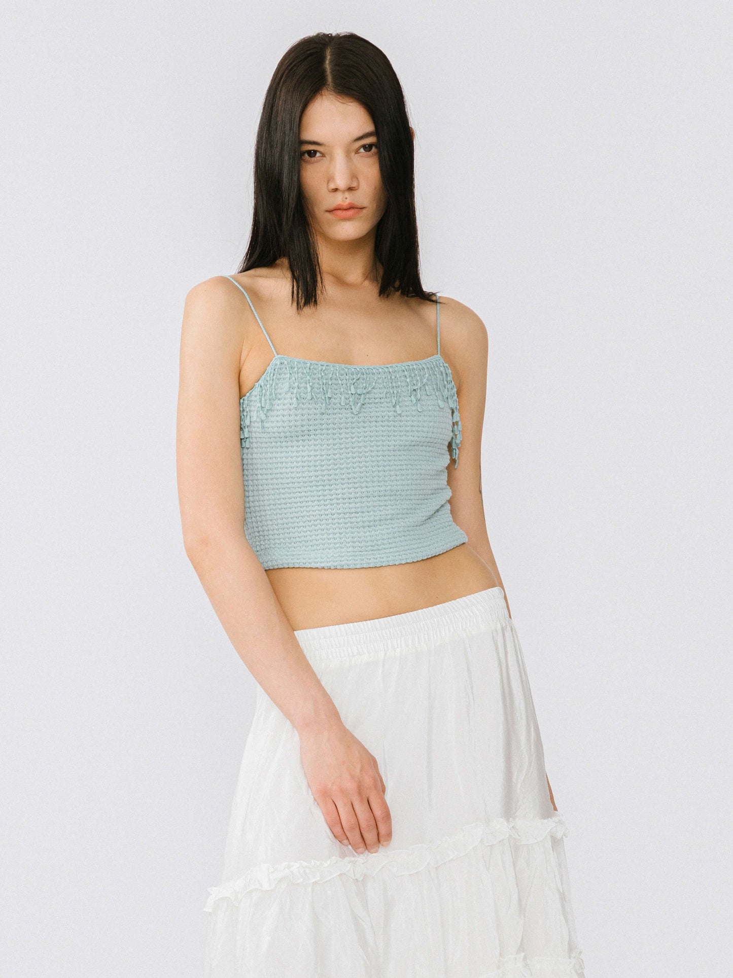 Cropped Tassel Trimmed Cami Top
