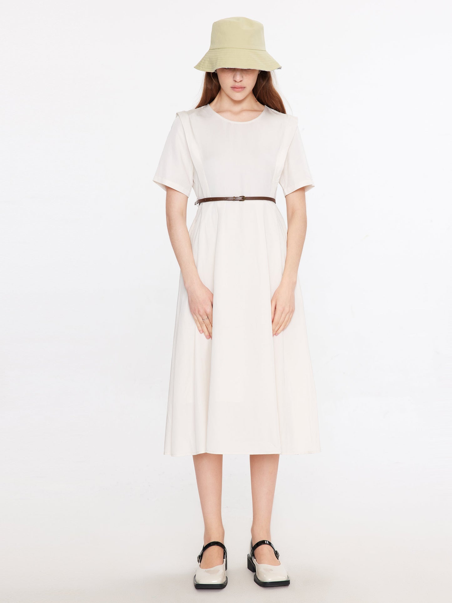 Round Neck Short Sleeve Midi Dress