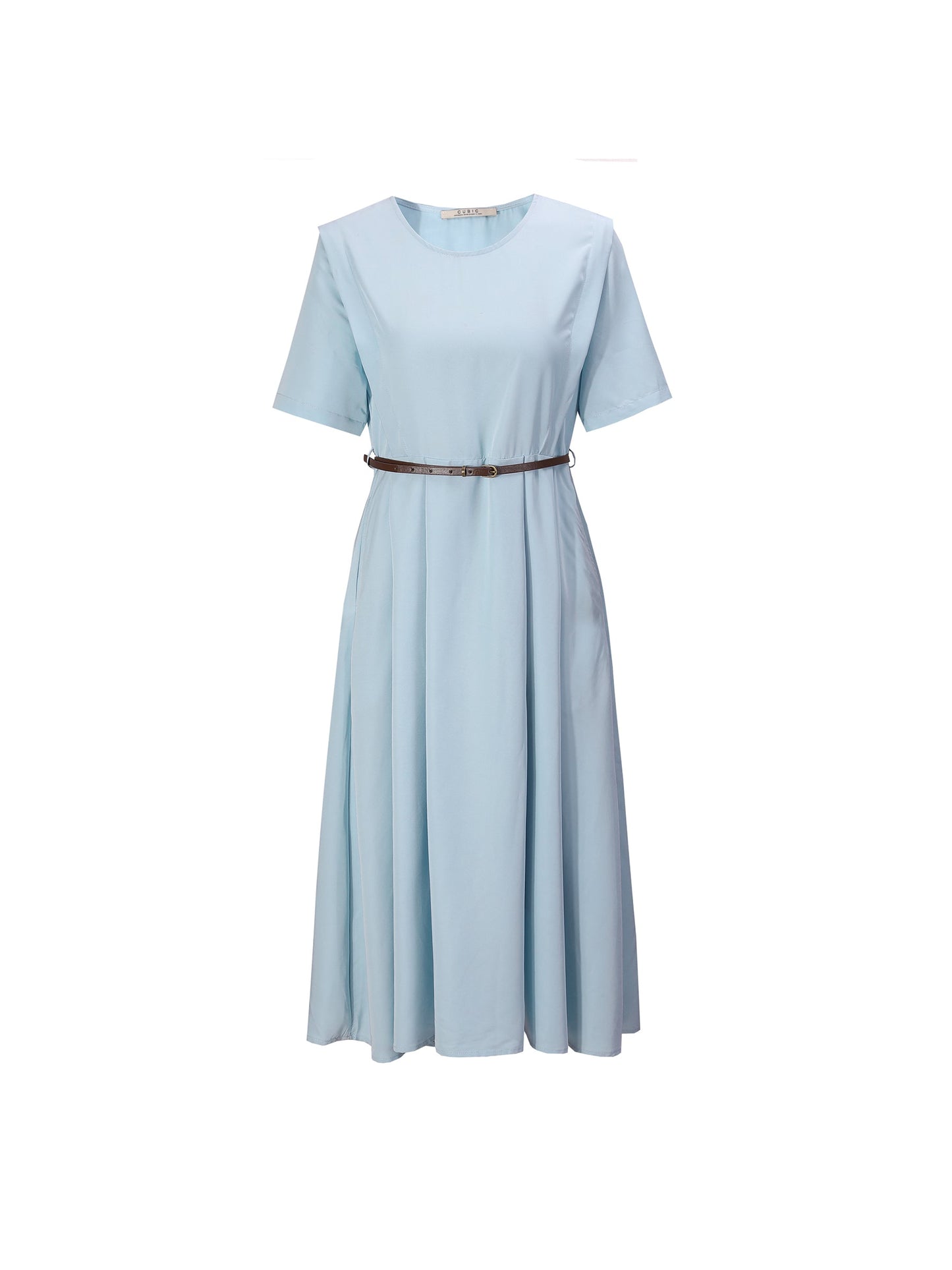 Round Neck Short Sleeve Midi Dress