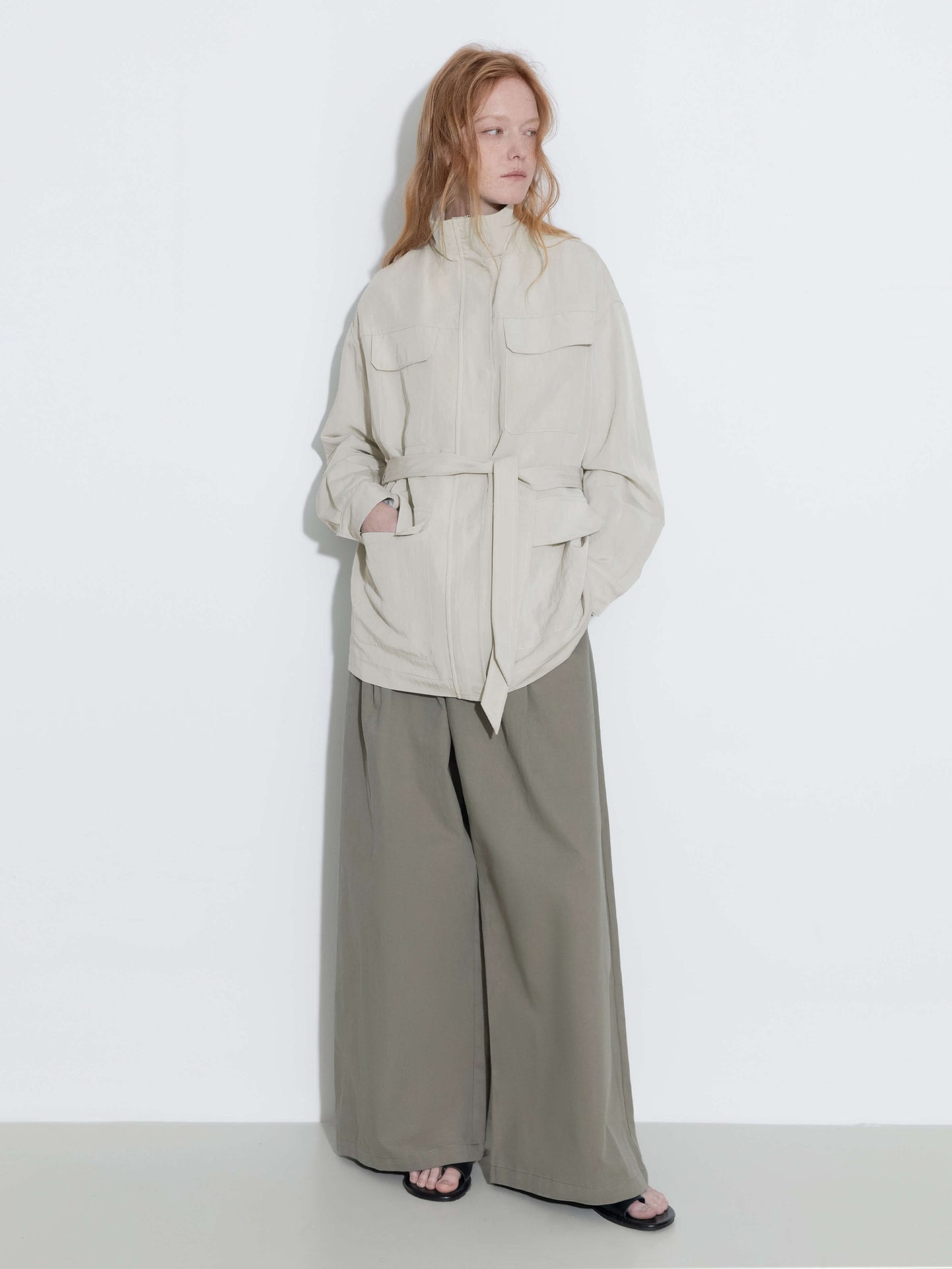 Oversized Funnel Neck Cropped Cargo Jacket