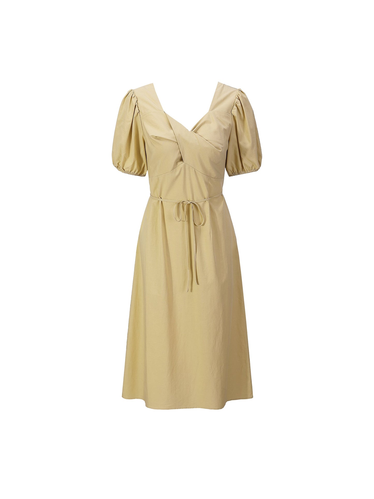 Sweetheart Neckline Puff Sleeve Midi Dress