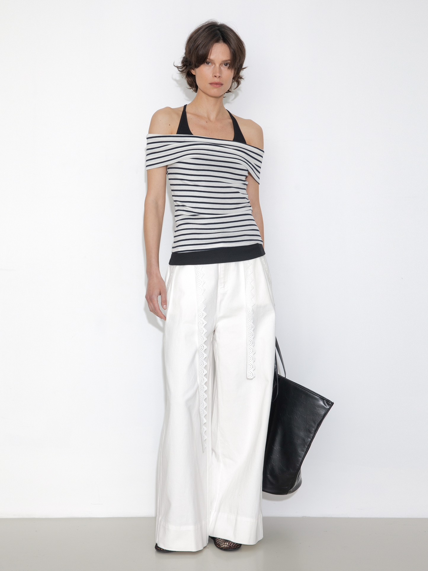 Striped Off-Shoulder Short-Sleeve Top