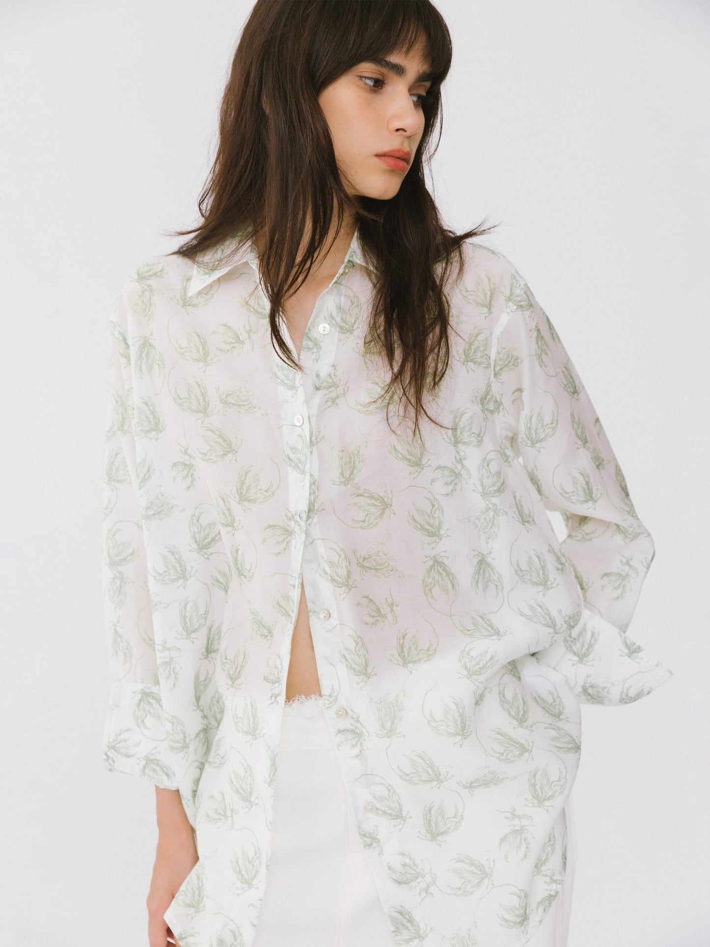 Loose Printed Sheer Shirt