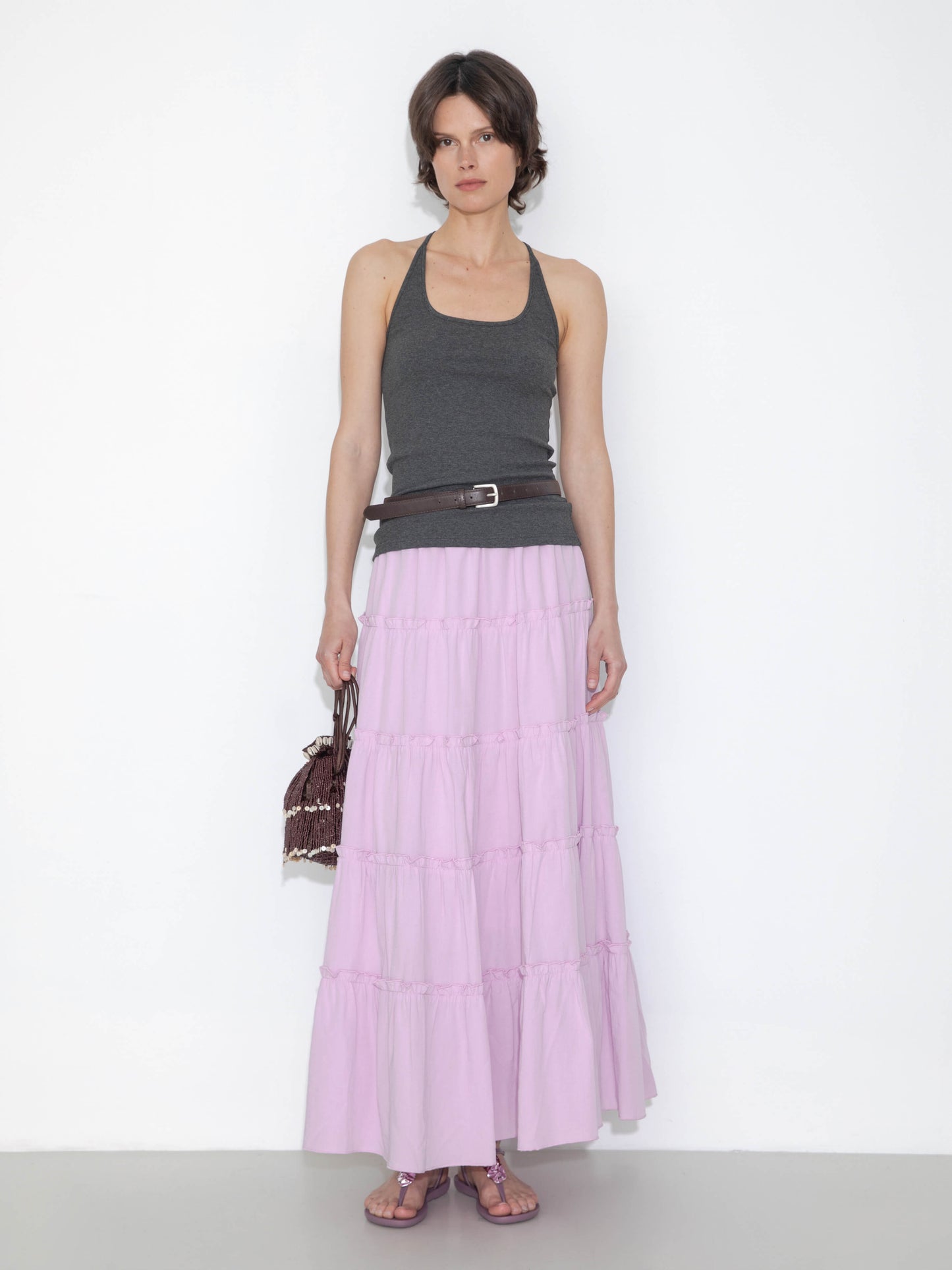 High-Waisted A-Line Maxi Flowy Skirt