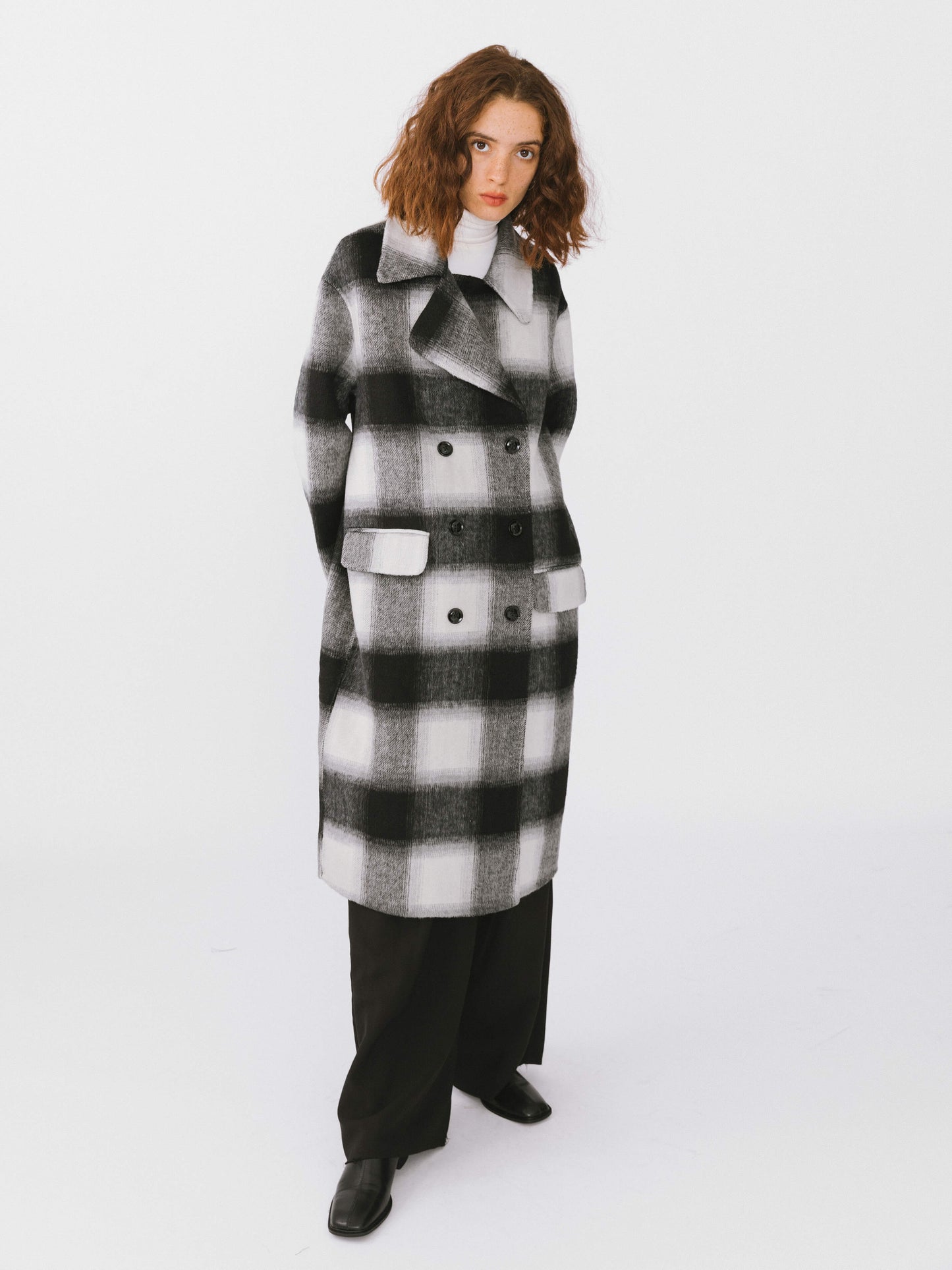 Classic Check Long Wool Coat