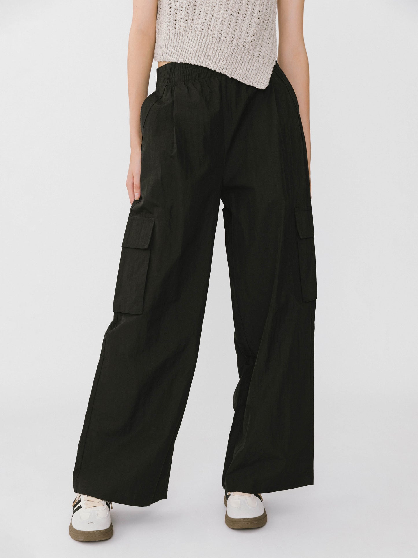 Elasticated Wide Leg Cargo Trousers
