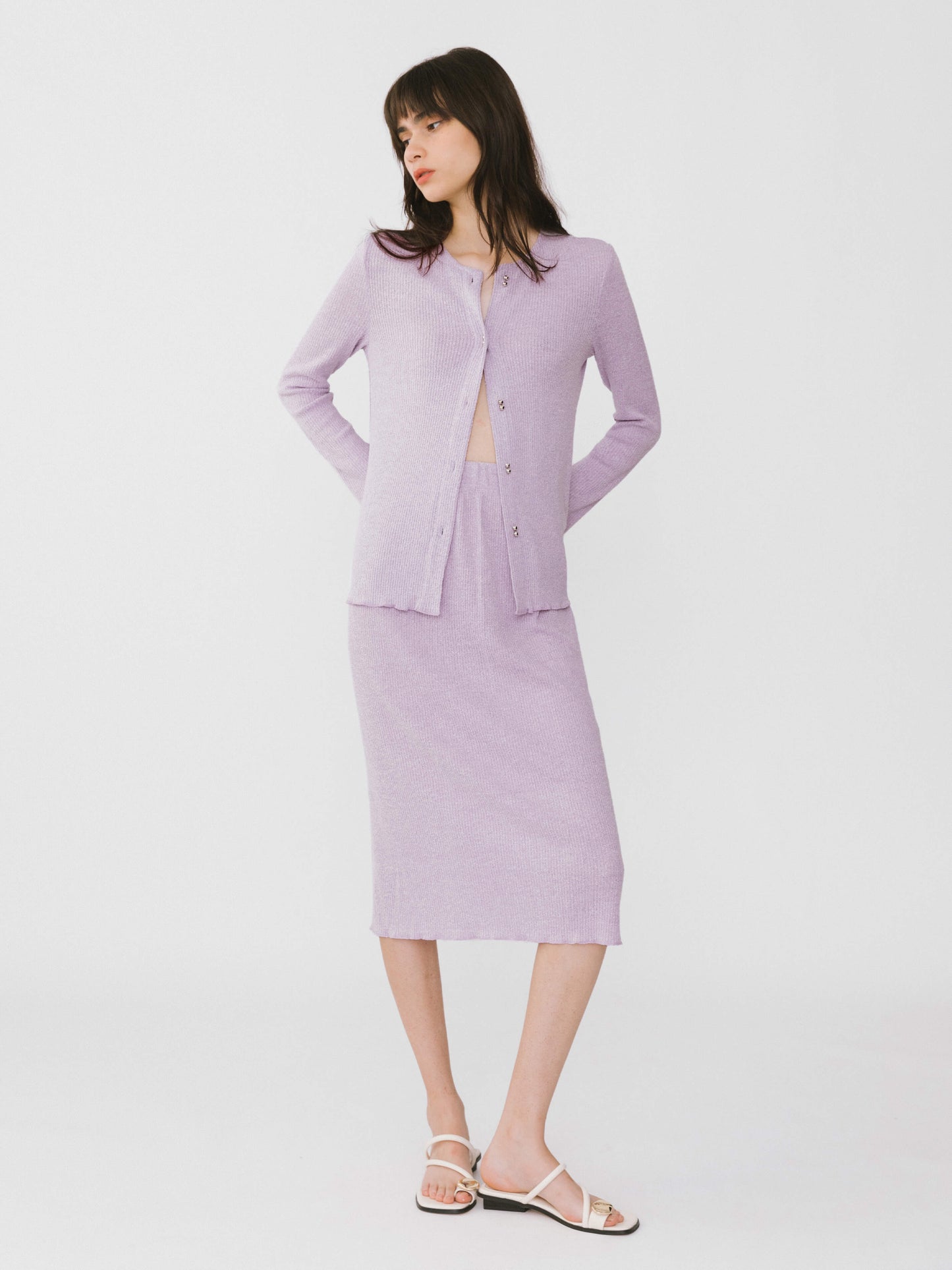 A-line Ribbed Knit Midi Skirt