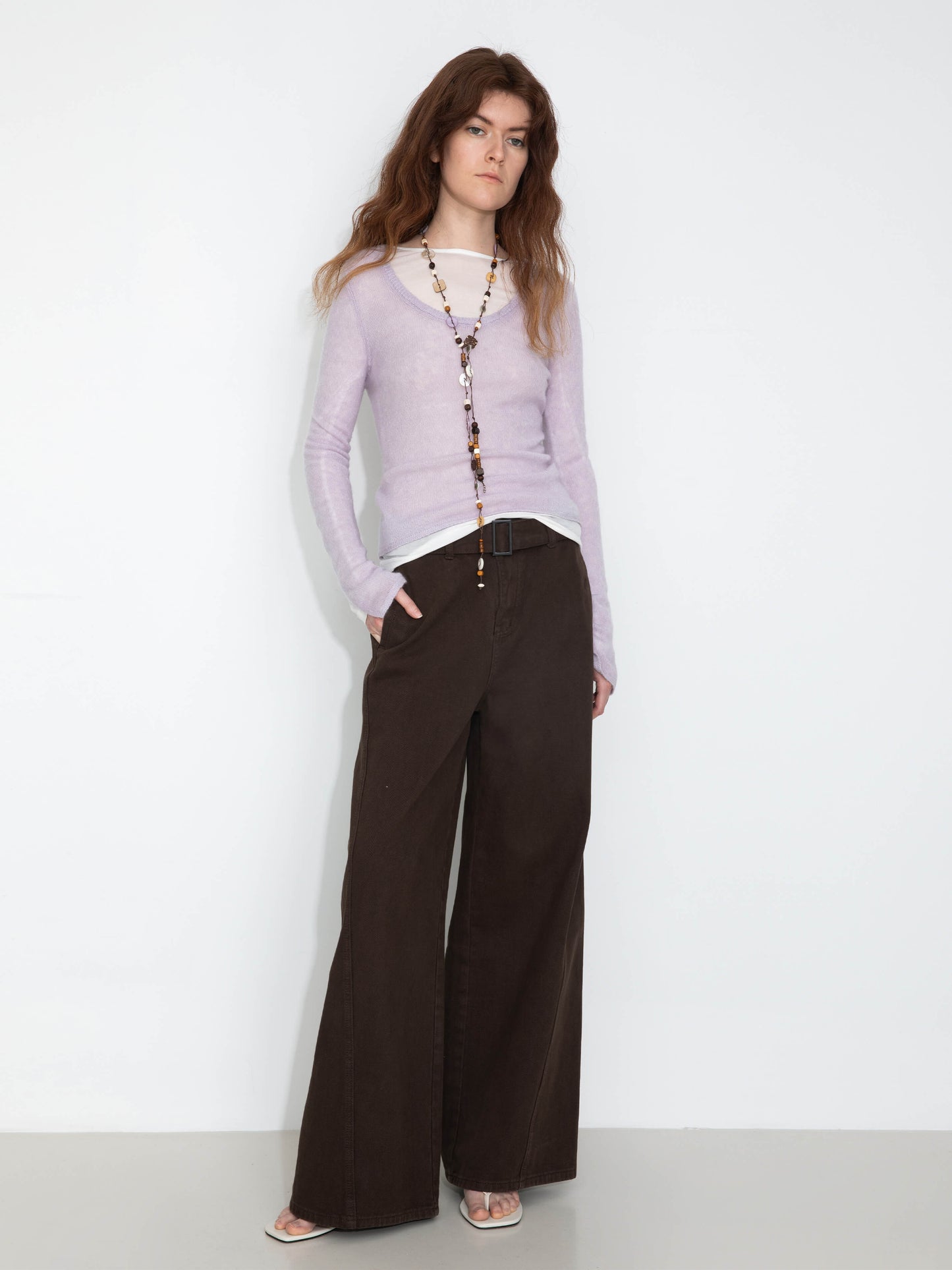 Crew Neck Slim-Fit Knitted Top