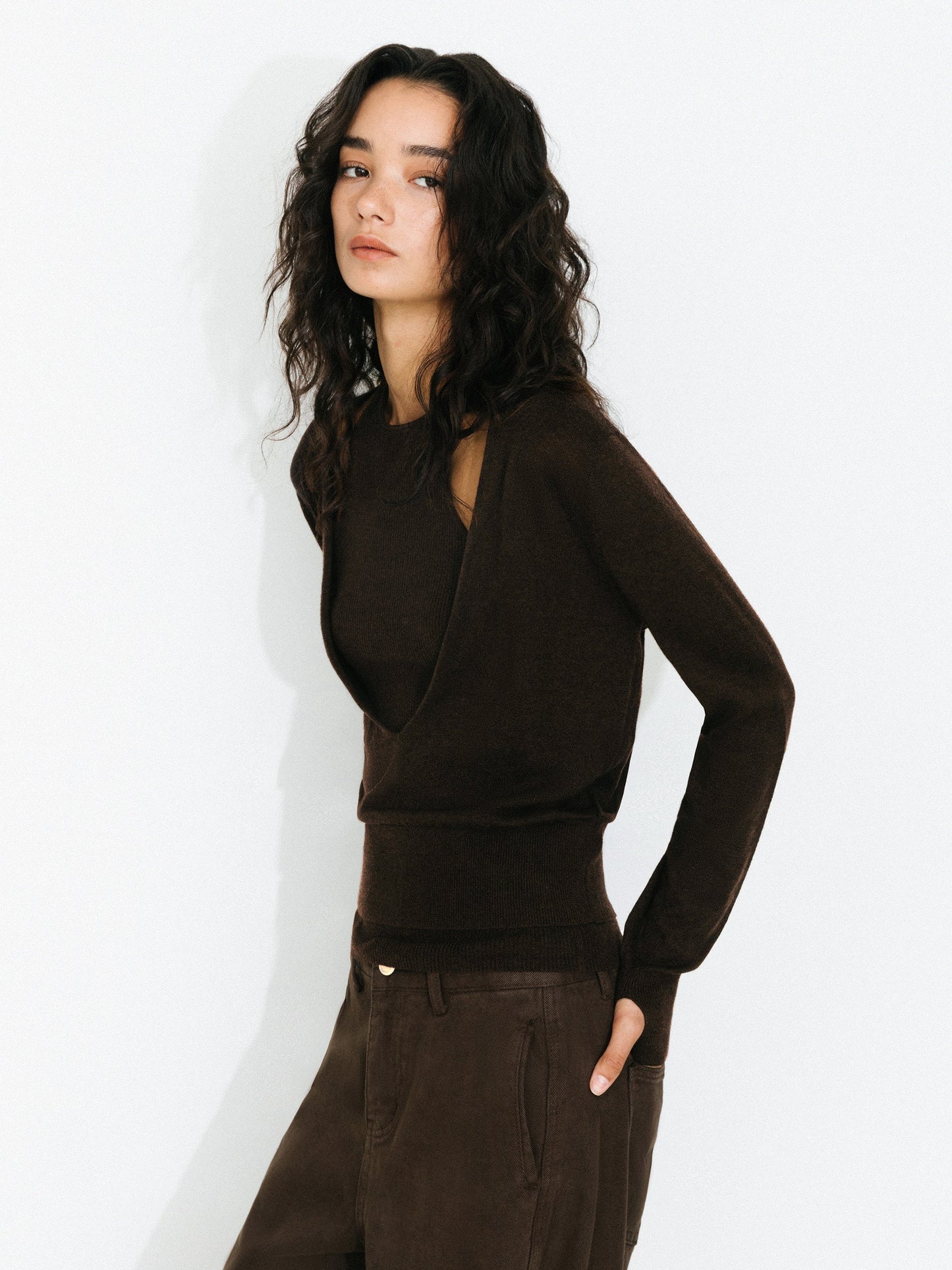 Knit Cardigan and Vest Two-Piece Set
