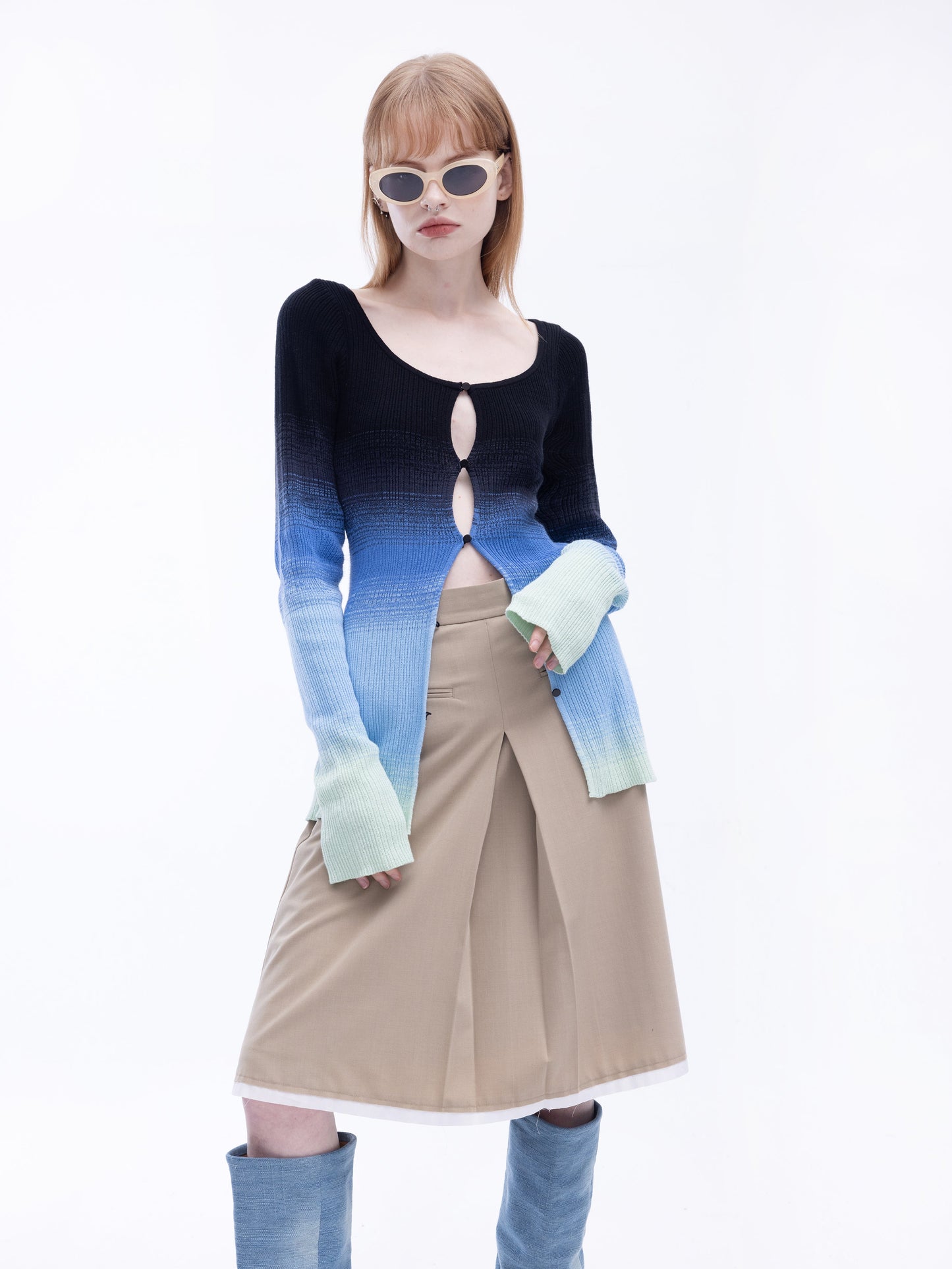 Gradient Coloured Thin Cardigan
