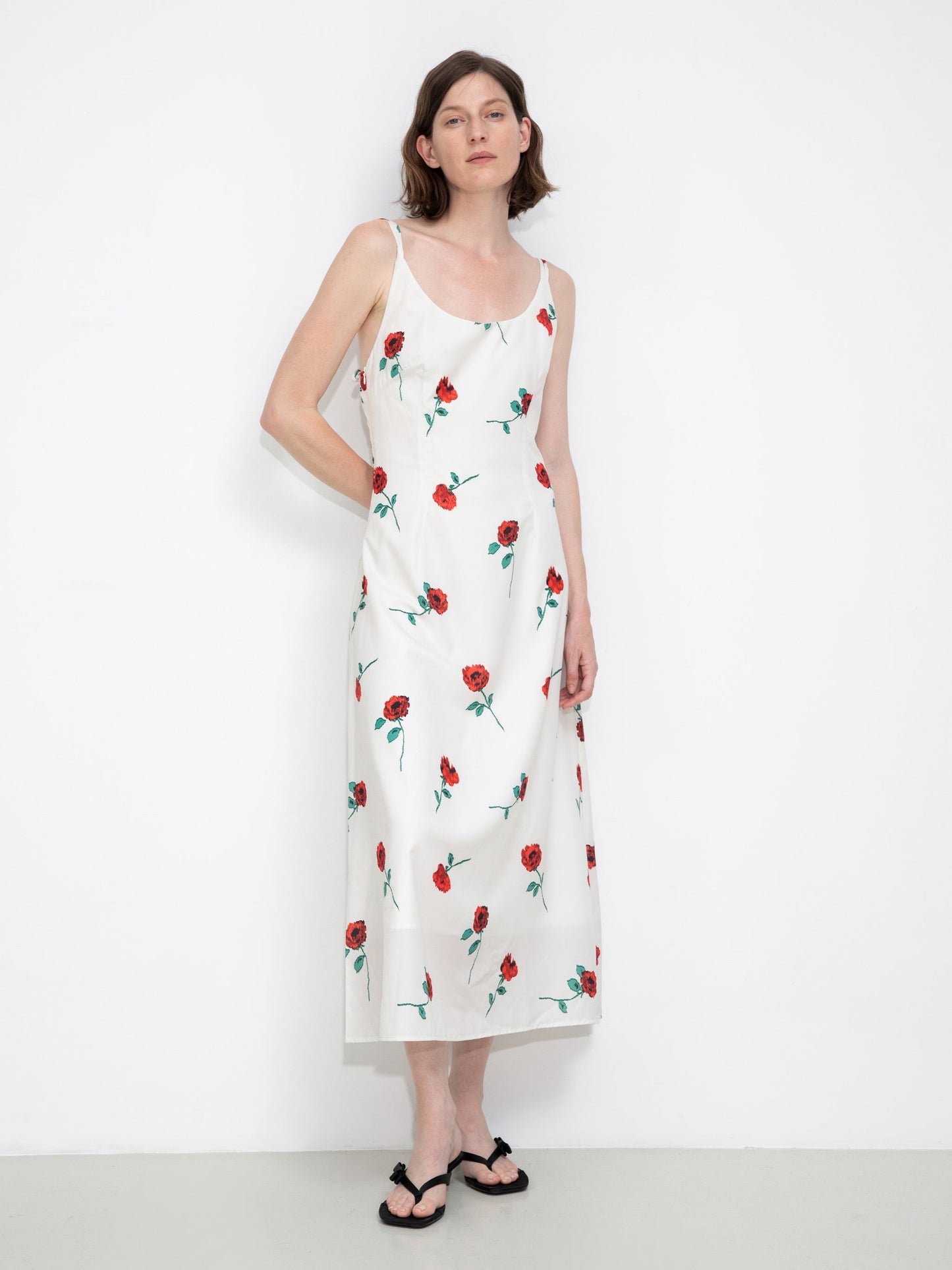 Rose Printed Fitted Sling Dress