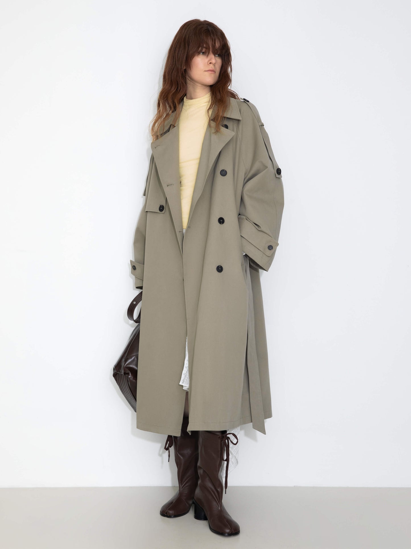 100% Cotton Oversized Mid-Length Raglan Sleeve Trench Coat