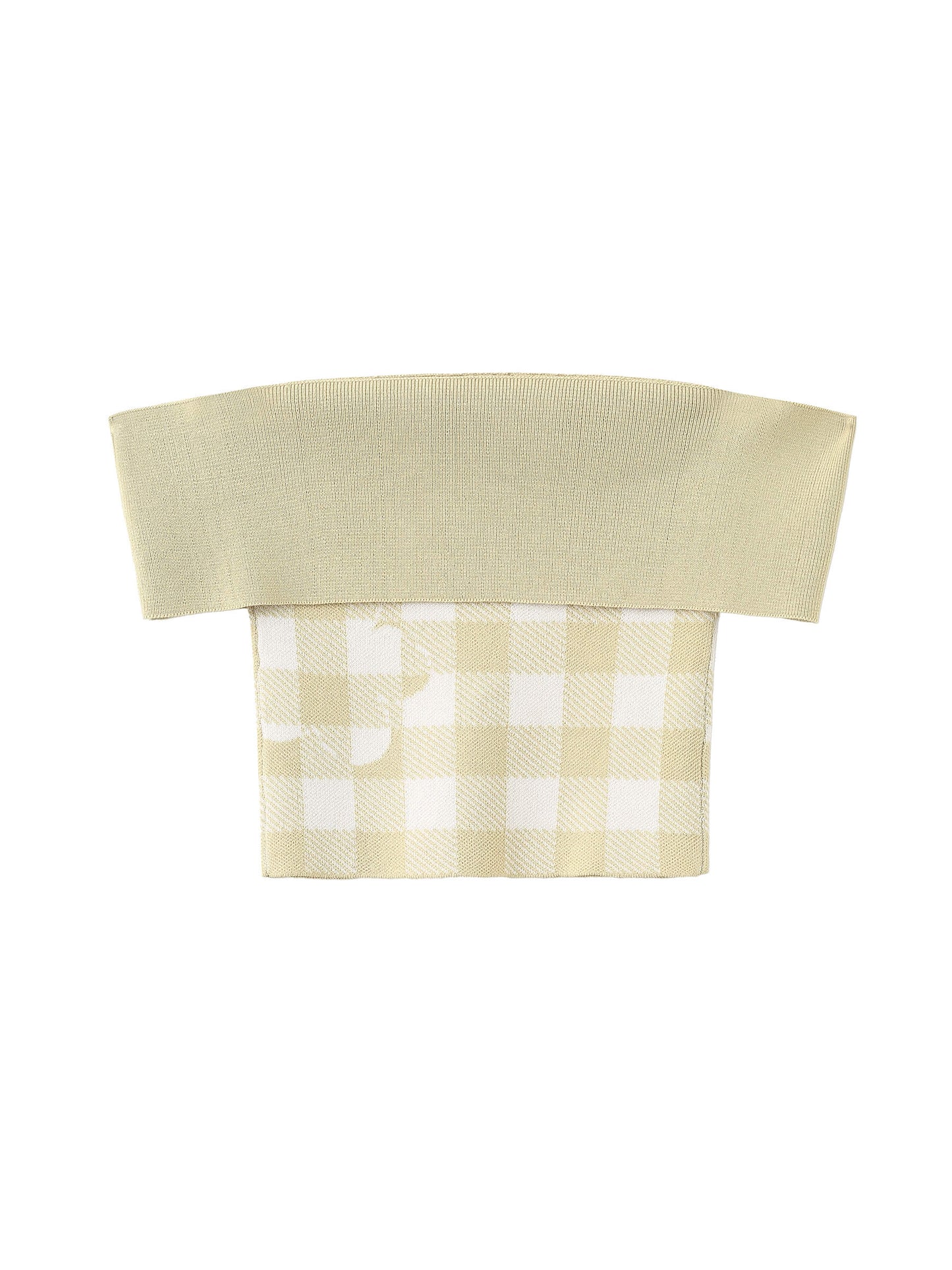 Off-Shoulder Checkered Knit Cami Top