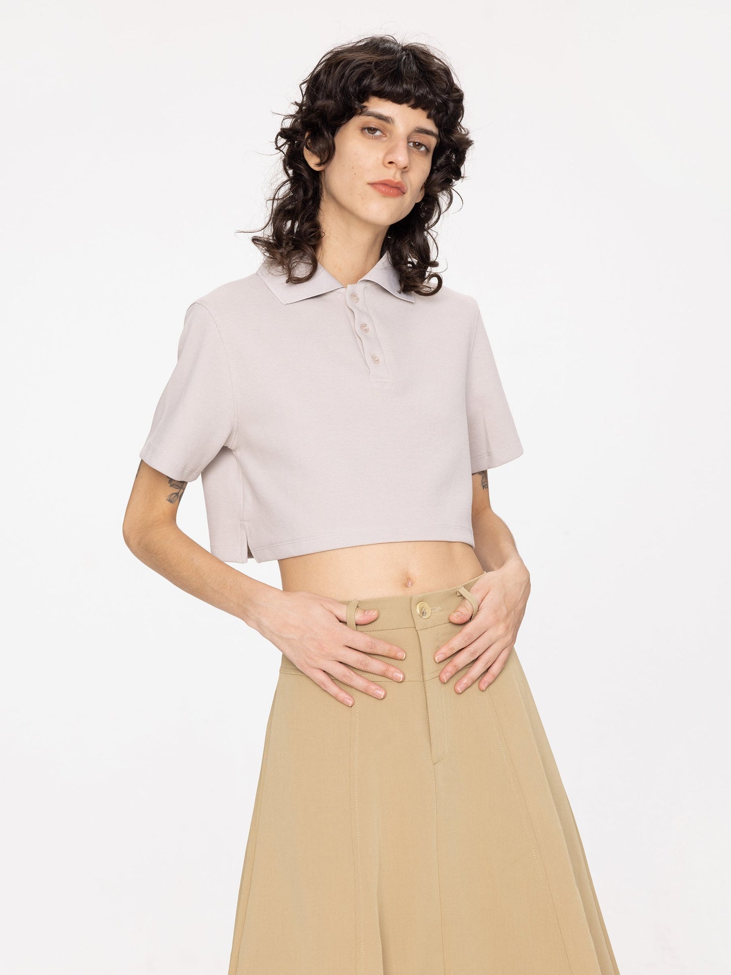 Oversized Cropped Polo T-Shirt