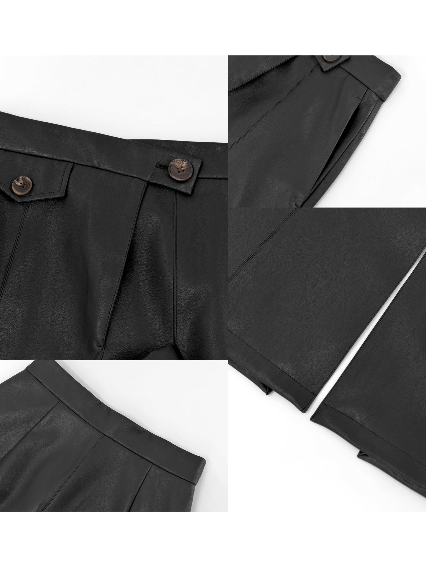 High Waist A-line PU Skirt with Back Slit