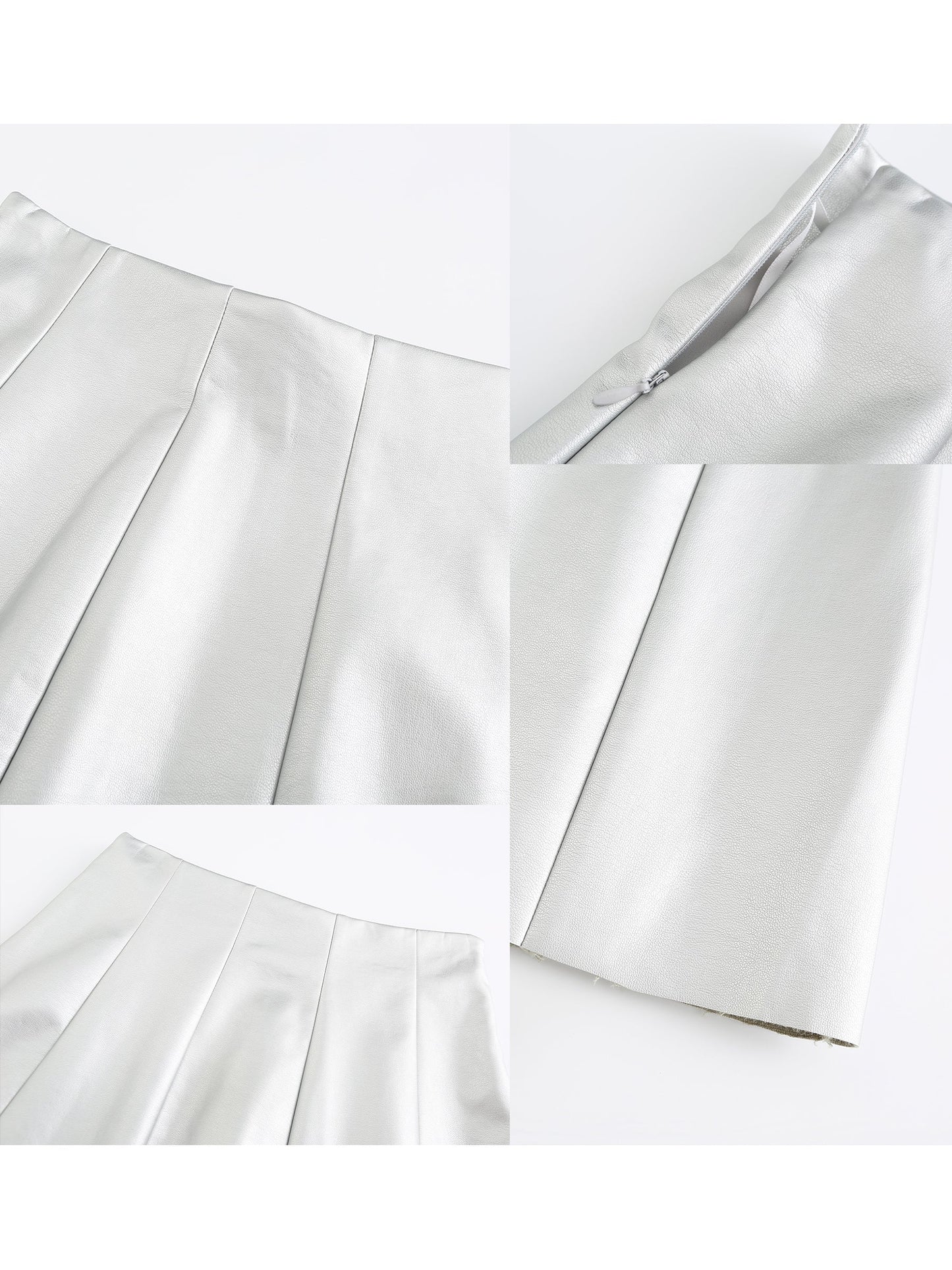 Pleated Faux Leather Skirt