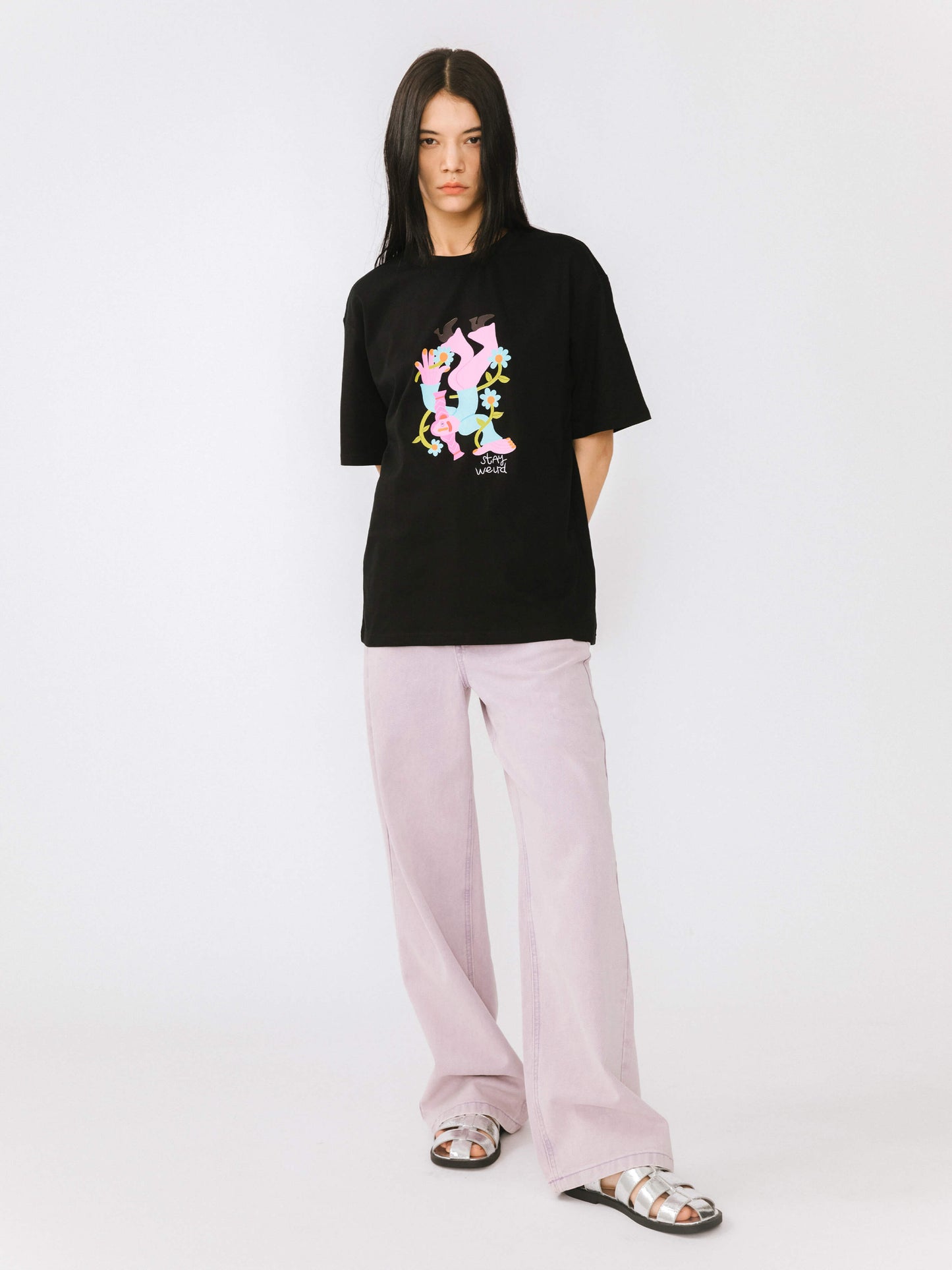 "Stay Weird" Oversized Printed T-Shirt