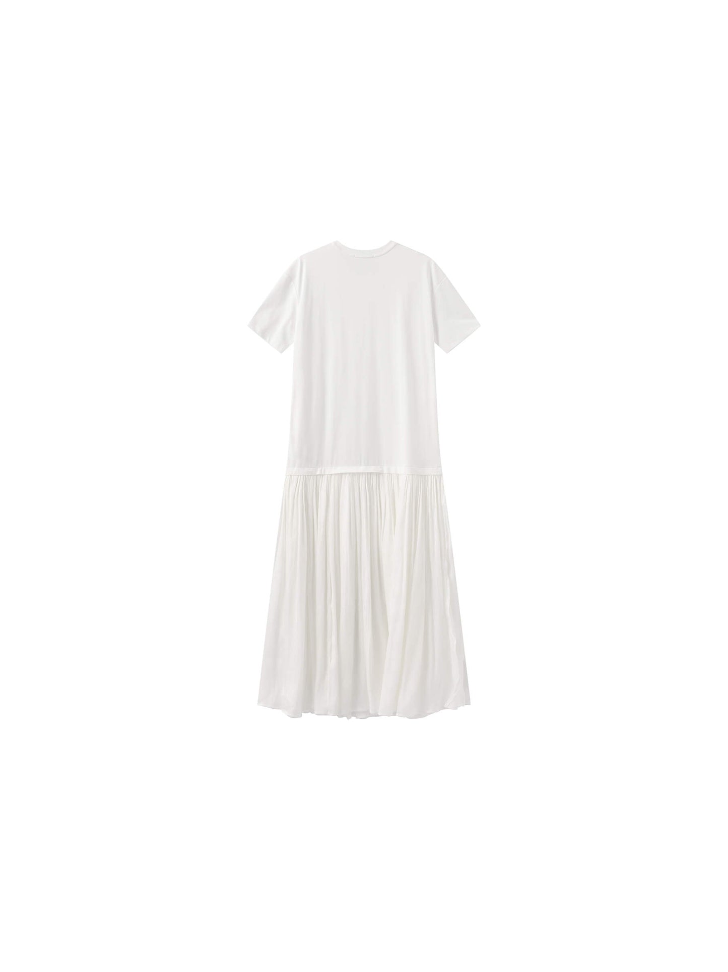 Oversized Round Neck Short Sleeve Pleated Dress