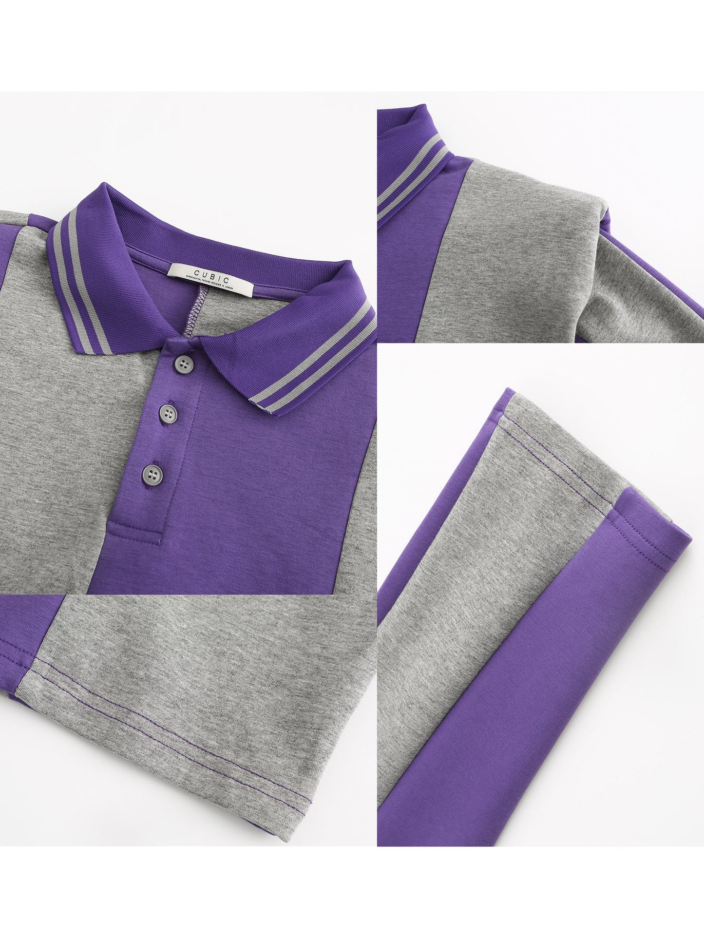 Striped Polo Top with Oversized Shoulders